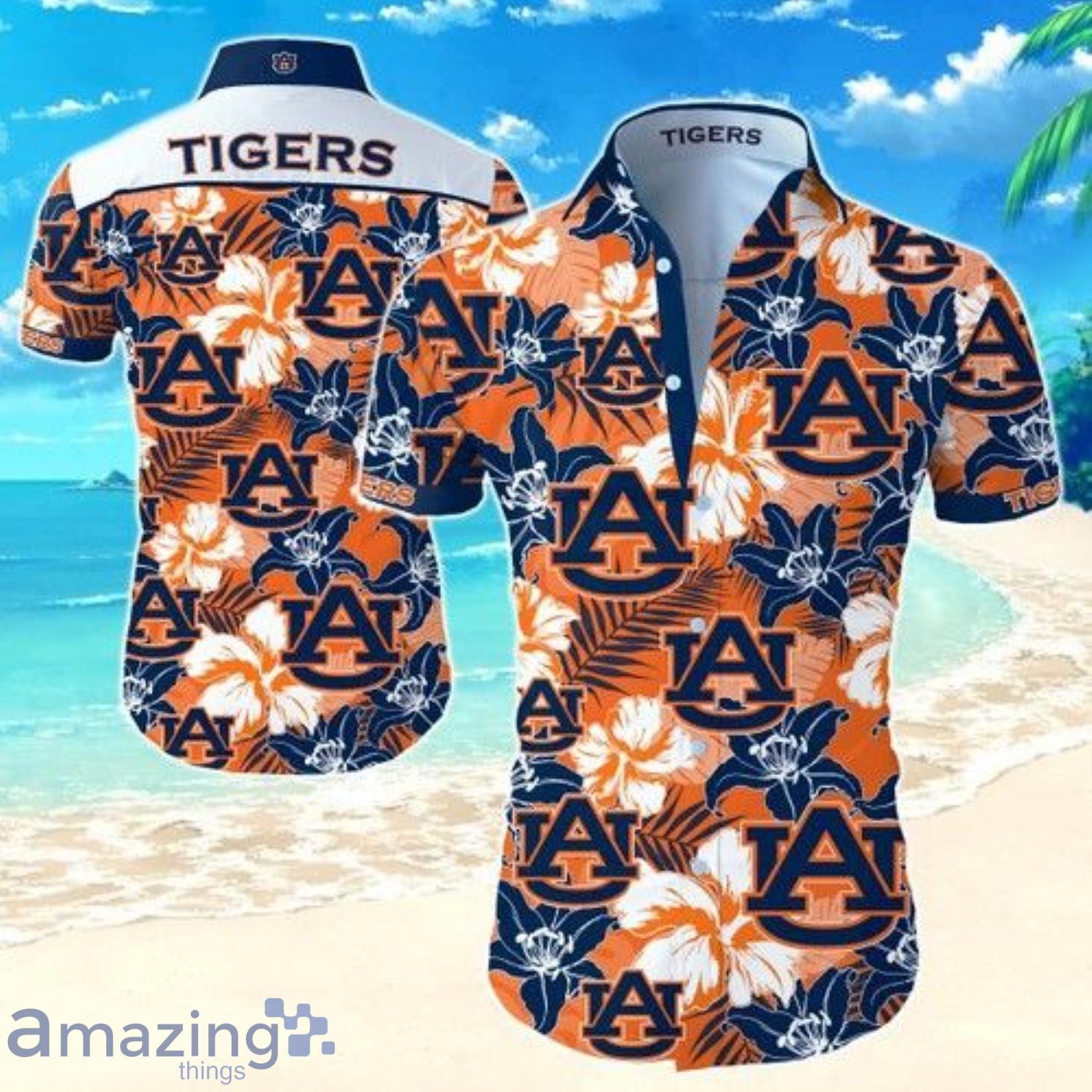 Auburn Tigers Tropical Pattern Short Sleeve Hawaiian Shirt Product Photo 1