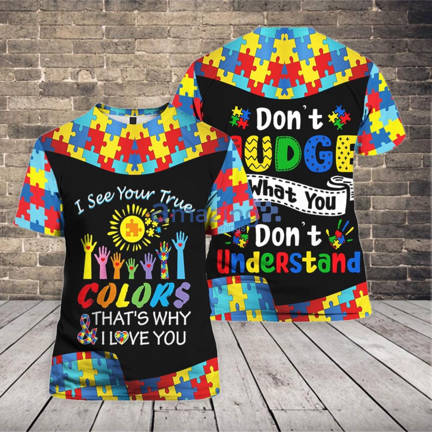 Autism Awareness I See Your Time Color 3D T-Shirt Product Photo 1