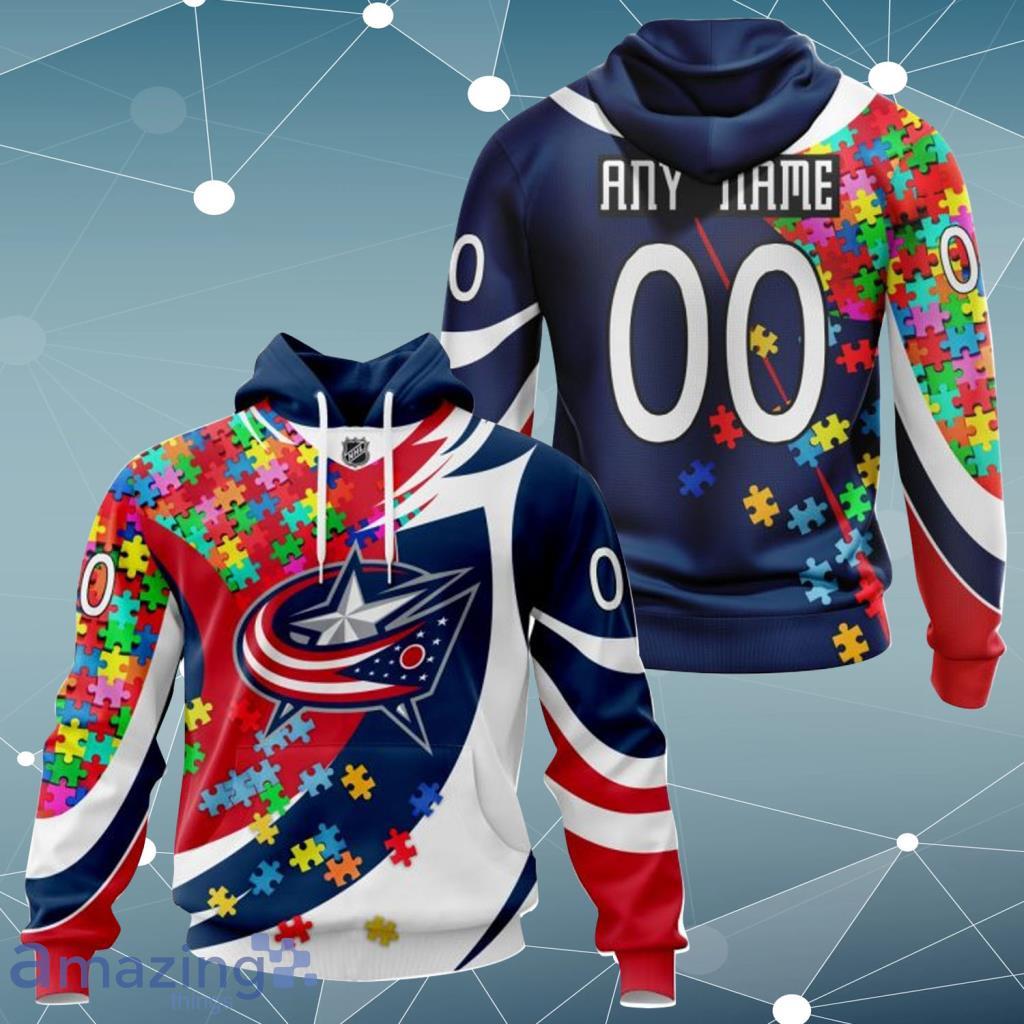 NHL Columbus Blue Jackets Custom Name Number Jersey Halloween Zip Up Hoodie