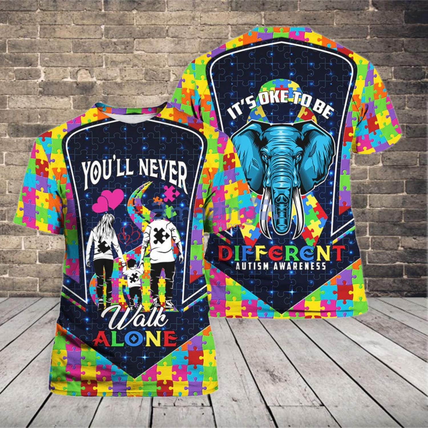 Autism Awareness You'll Never Walk Alone Different 3D T-Shirt Product Photo 1