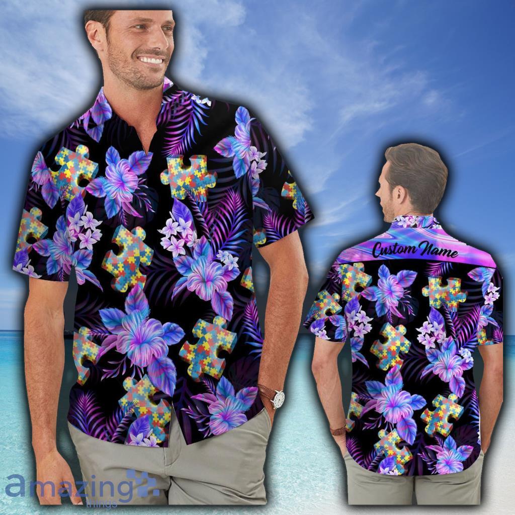 Calgary Flames Tropical Floral Custom Name Aloha Hawaiian Shirt