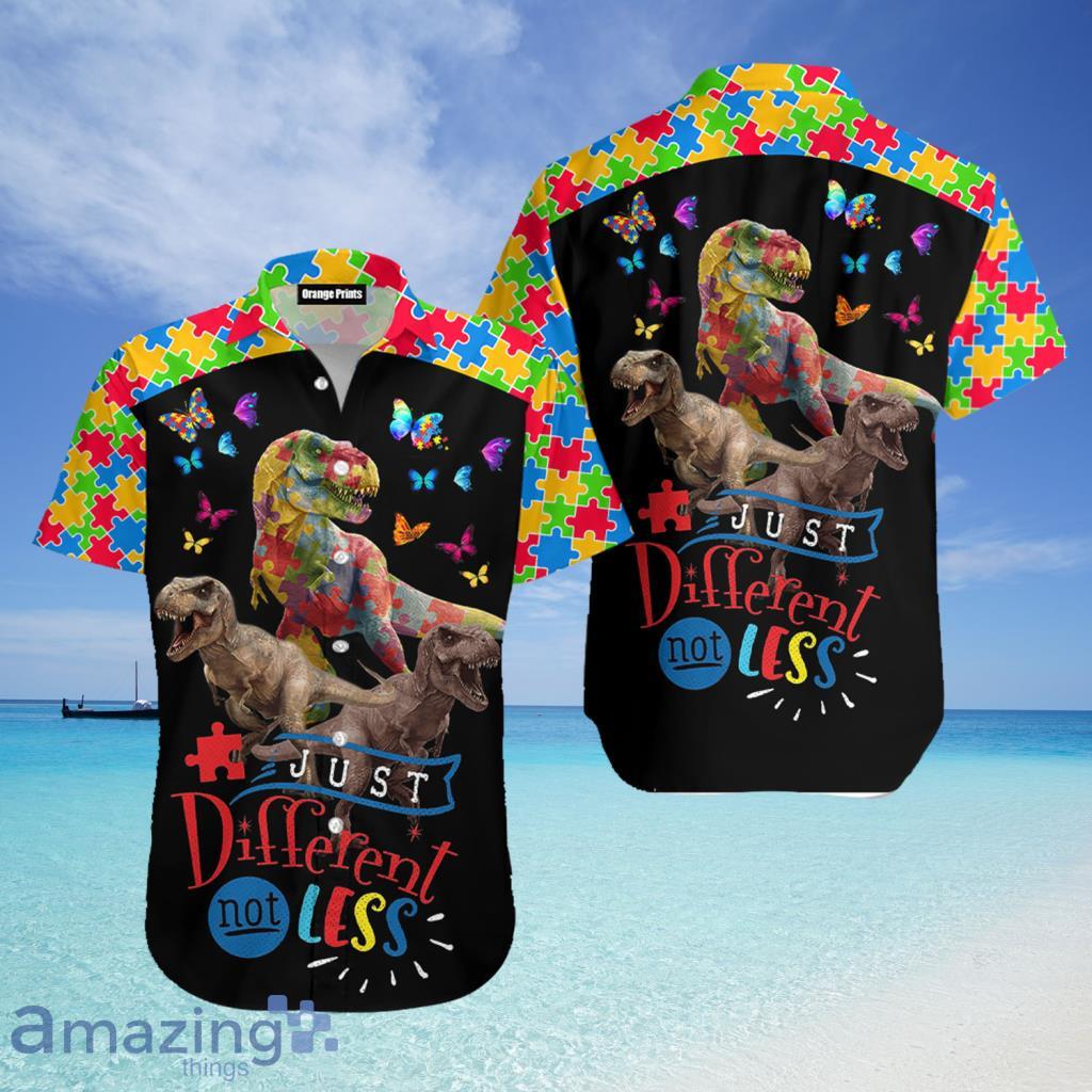 Autism Puzzle Dinosaur Just Different Not Less Aloha Hawaiian Shirt For Men And Women - Autism Puzzle Dinosaur Just Different Not Less Aloha Hawaiian Shirt For Men And Women