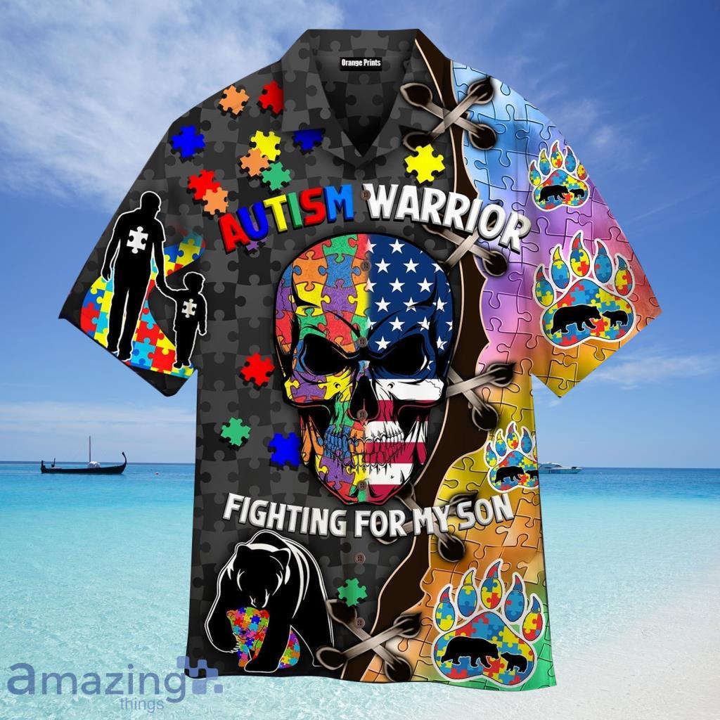 Autism Warrior Fighting For My Son Aloha Hawaiian Shirt For Men And Women - Autism Warrior Fighting For My Son Aloha Hawaiian Shirt For Men And Women