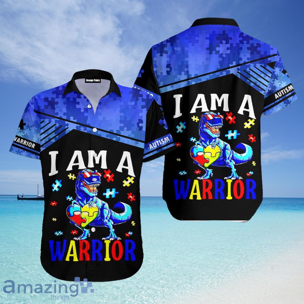 Autism Warrior Puzzle Dinasaur Aloha Hawaiian Shirt For Men And Women - Autism Warrior Puzzle Dinasaur Aloha Hawaiian Shirt For Men And Women