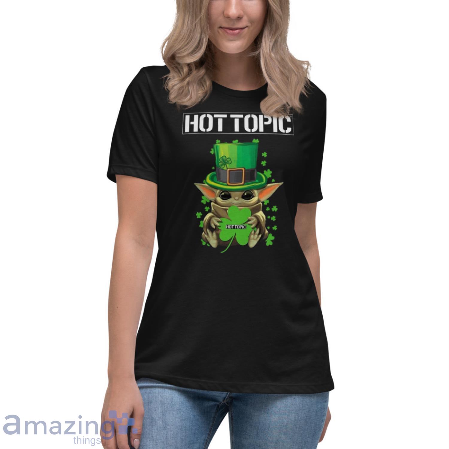 Baby Yoda Hug Hottopic Shamrock St Patrick’s Day Star Wars Shirt image Baby Yoda Hug Hottopic Shamrock St Patrick’s Day Star Wars Shirt - Womens Relaxed Short Sleeve Jersey Tee