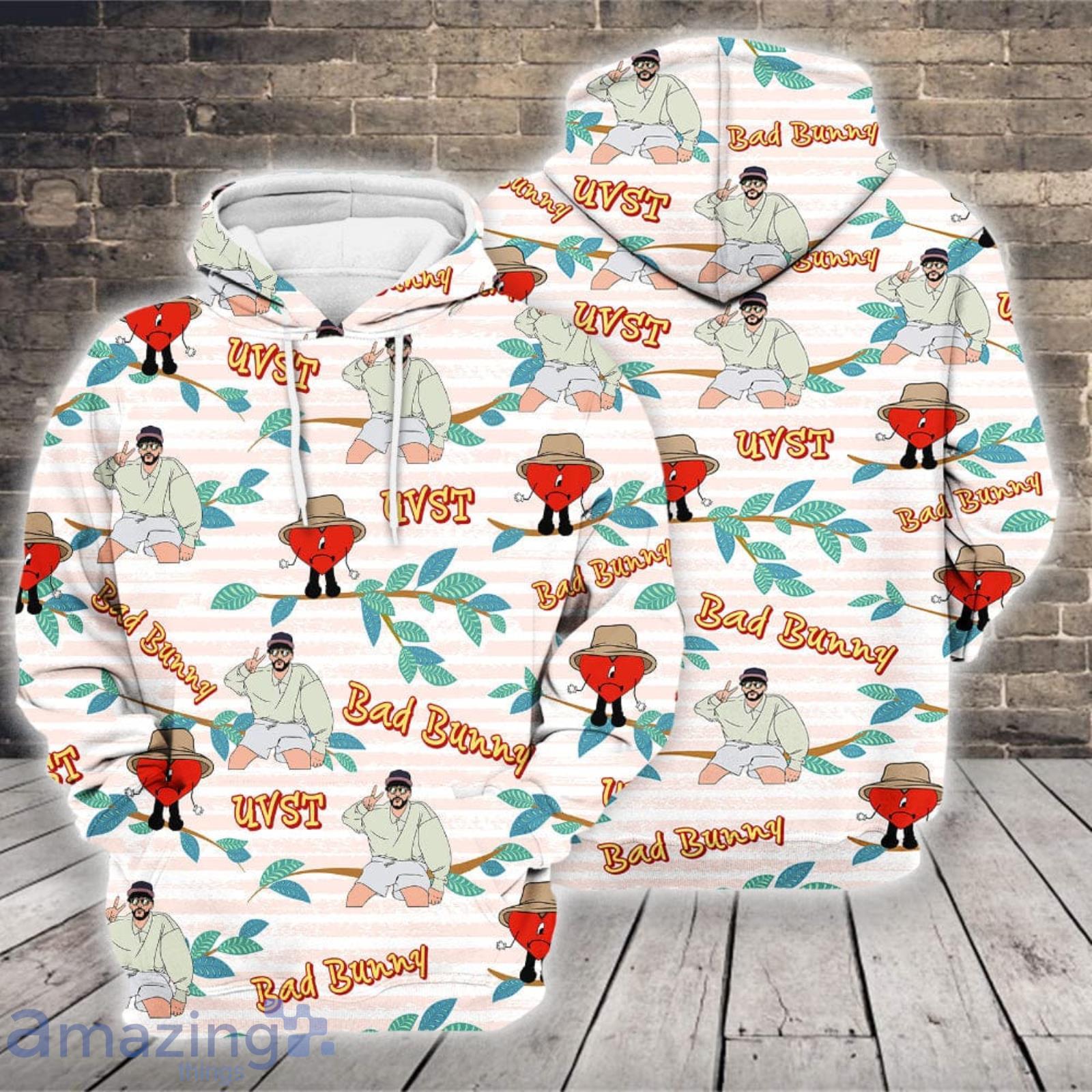 Bad Bunny UVST Sad Heart Pattern Gifts Unisex 3D Hoodie Product Photo 1 Bad Bunny UVST Sad Heart Pattern Gifts Unisex 3D Hoodie Product Photo 1