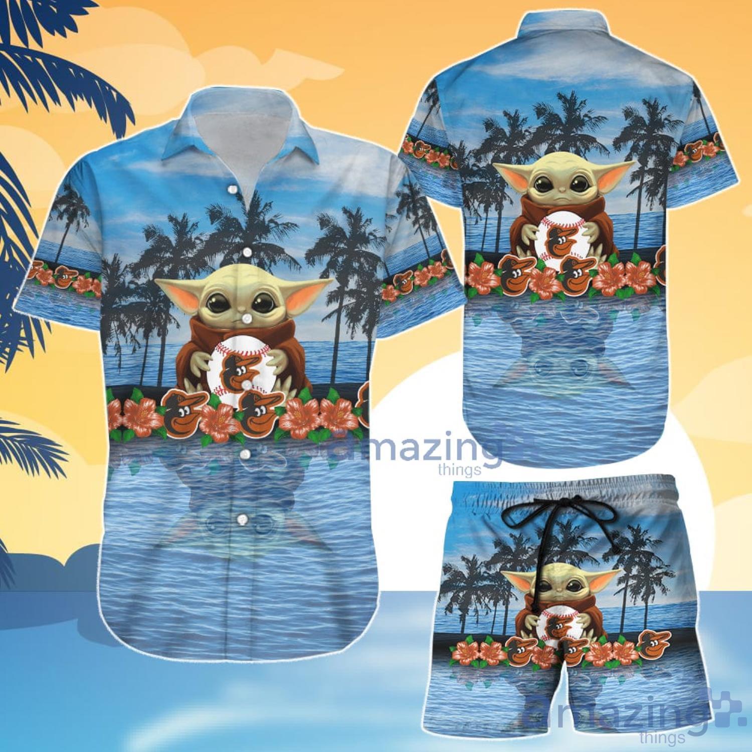 Baltimore Orioles Baby Yoda Hawaiian Shirt And Shorts Gift For Summer Product Photo 1