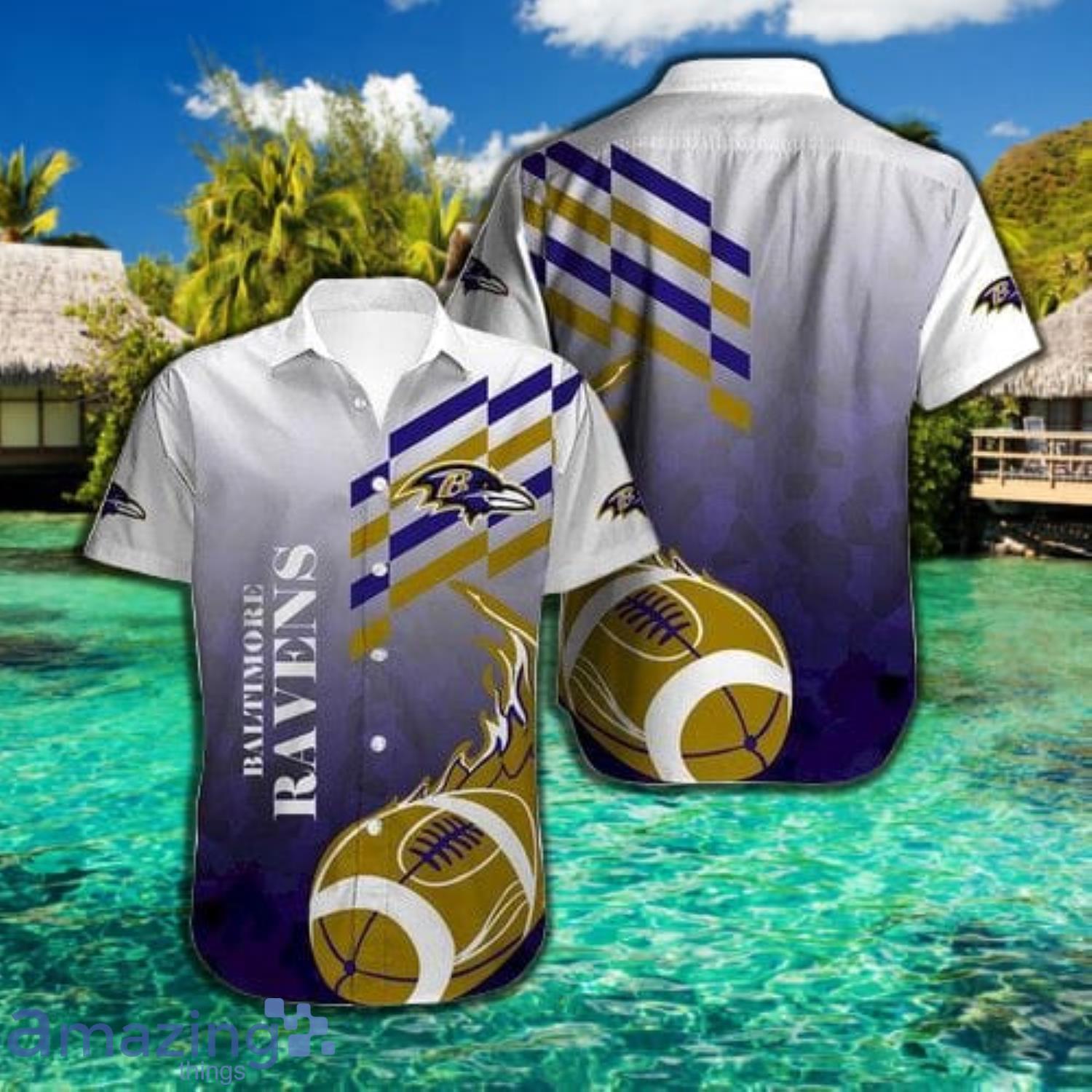 Baltimore Ravens All Over Print Short Sleeve Hawaiian Shirt Product Photo 1