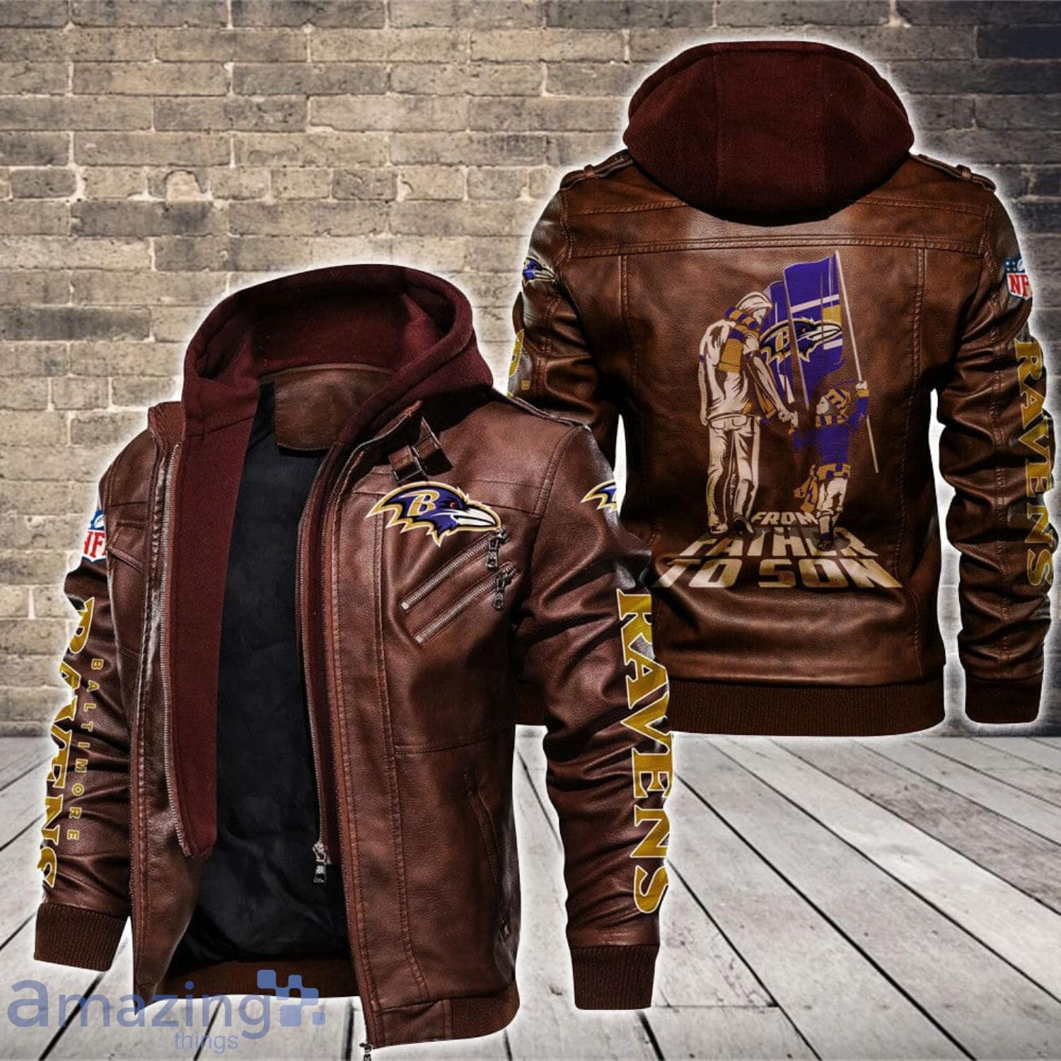 Baltimore Ravens From Father To Son Leather Jacket Product Photo 1