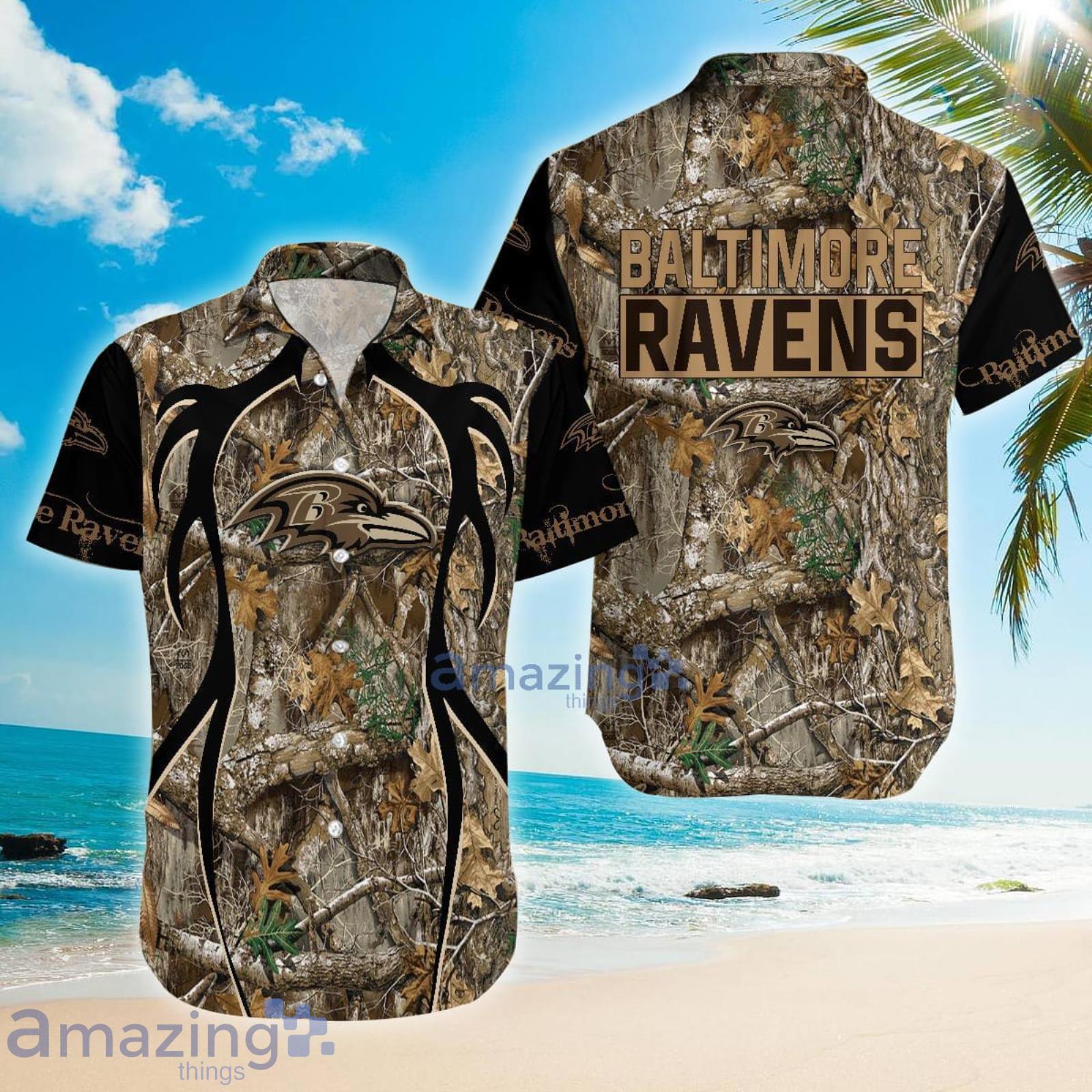Baltimore Ravens Hunting Lover Gift For Father's Day Hawaiian Shirt image Baltimore Ravens Hunting Lover Gift For Father's Day Hawaiian Shirt Product Photo 1