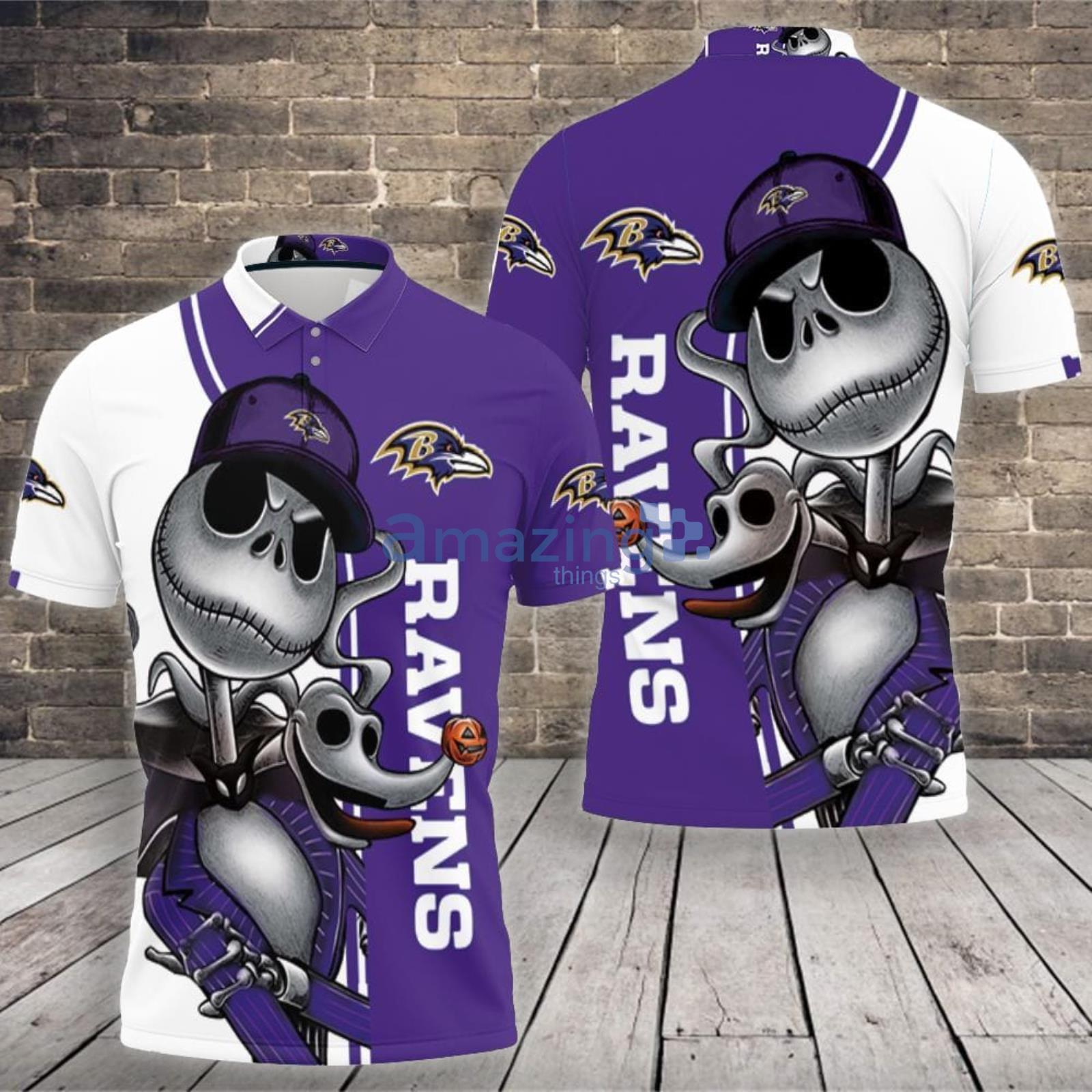 Baltimore Ravens Jack Skellington And Zero Polo Shirt For Sport Fans Product Photo 1