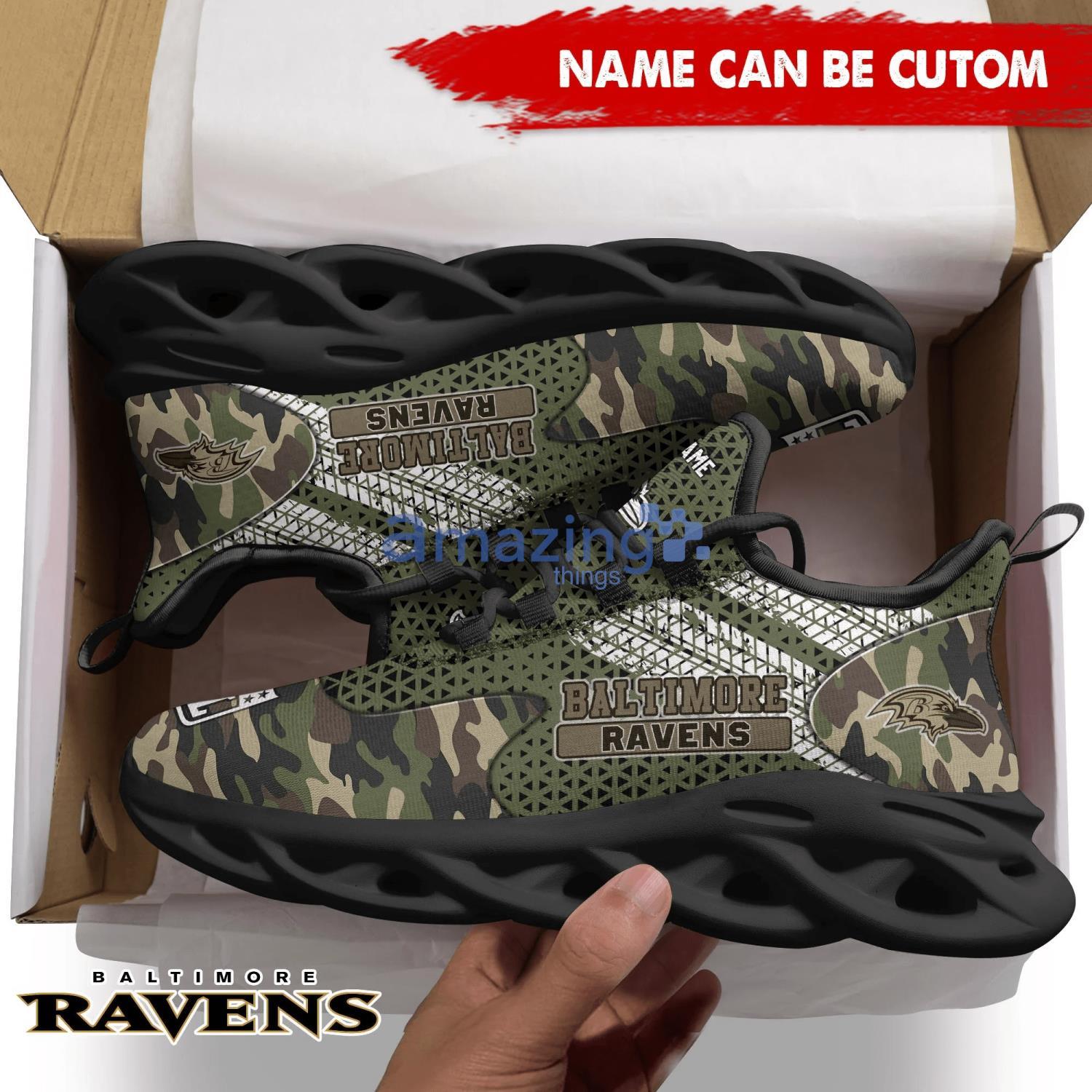 Baltimore Ravens NFL Fans Camo Style Custom Name Max Soul Shoes Running Sneaker image Baltimore Ravens NFL Fans Camo Style Custom Name Max Soul Shoes Running Sneaker Product Photo 4