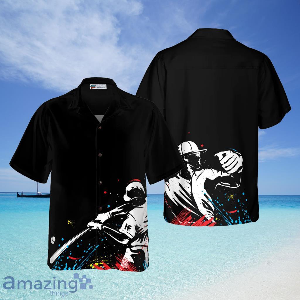 Baseball Players' Silhouettes On Paintball Pattern Hawaiian Shirt For Men And Women - Baseball Players' Silhouettes On Paintball Pattern Hawaiian Shirt For Men And Women