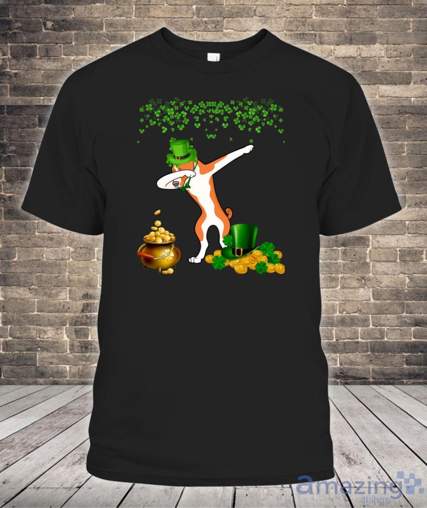 Basenji Dabbing St Patricks Day Dog Shirt Product Photo 1
