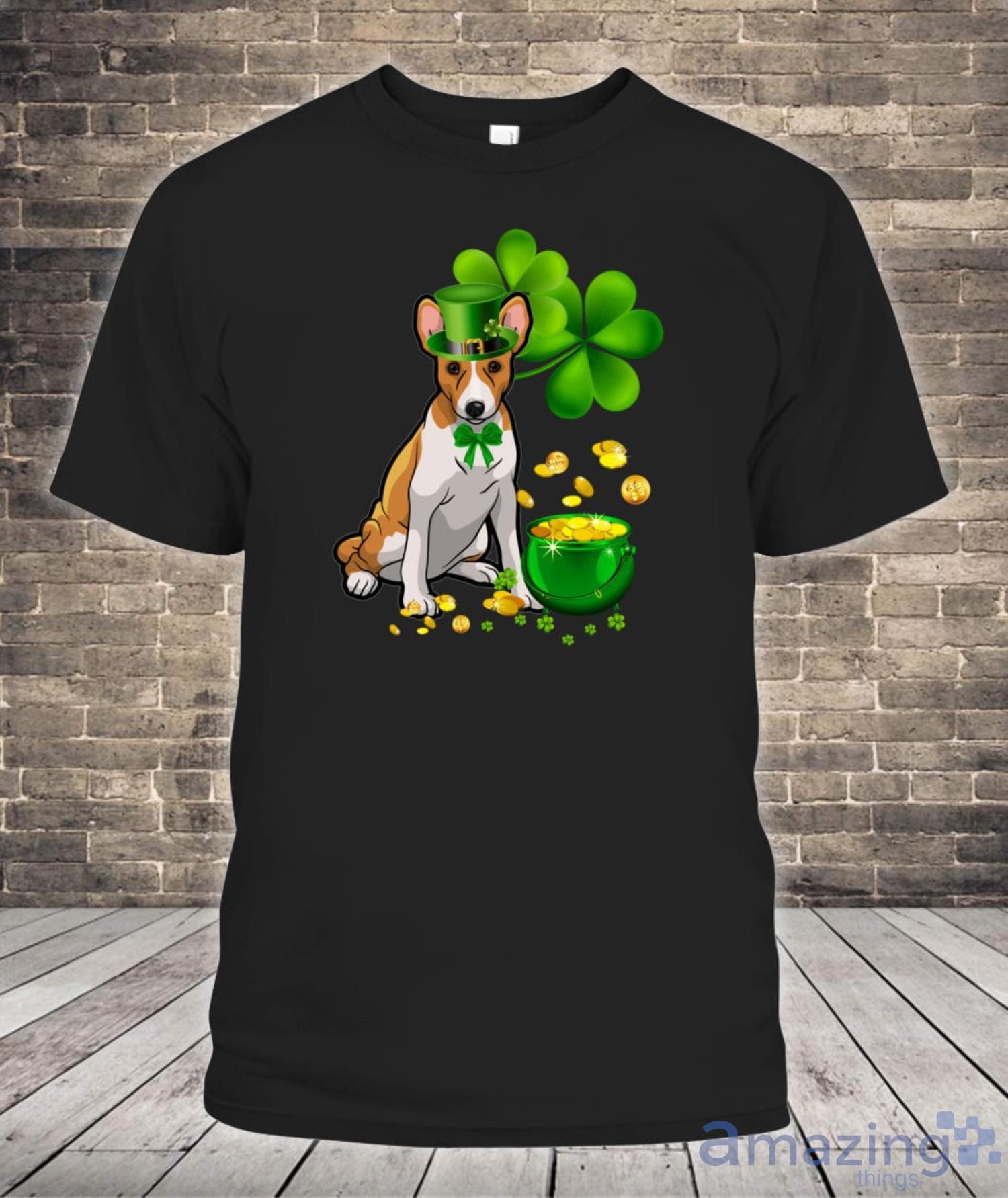Basenji Dog St Patricks Day Leprechaun Dog Lover Shirt Product Photo 1
