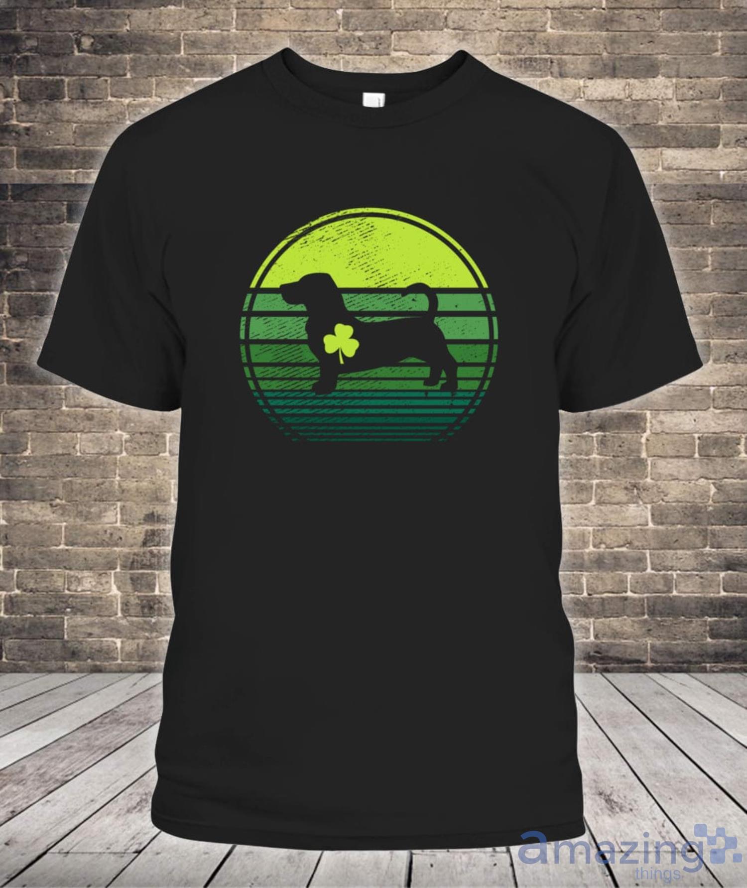 Basset Hound Dog Silhouette Irish Clover St Patricks Day Shirt Product Photo 1