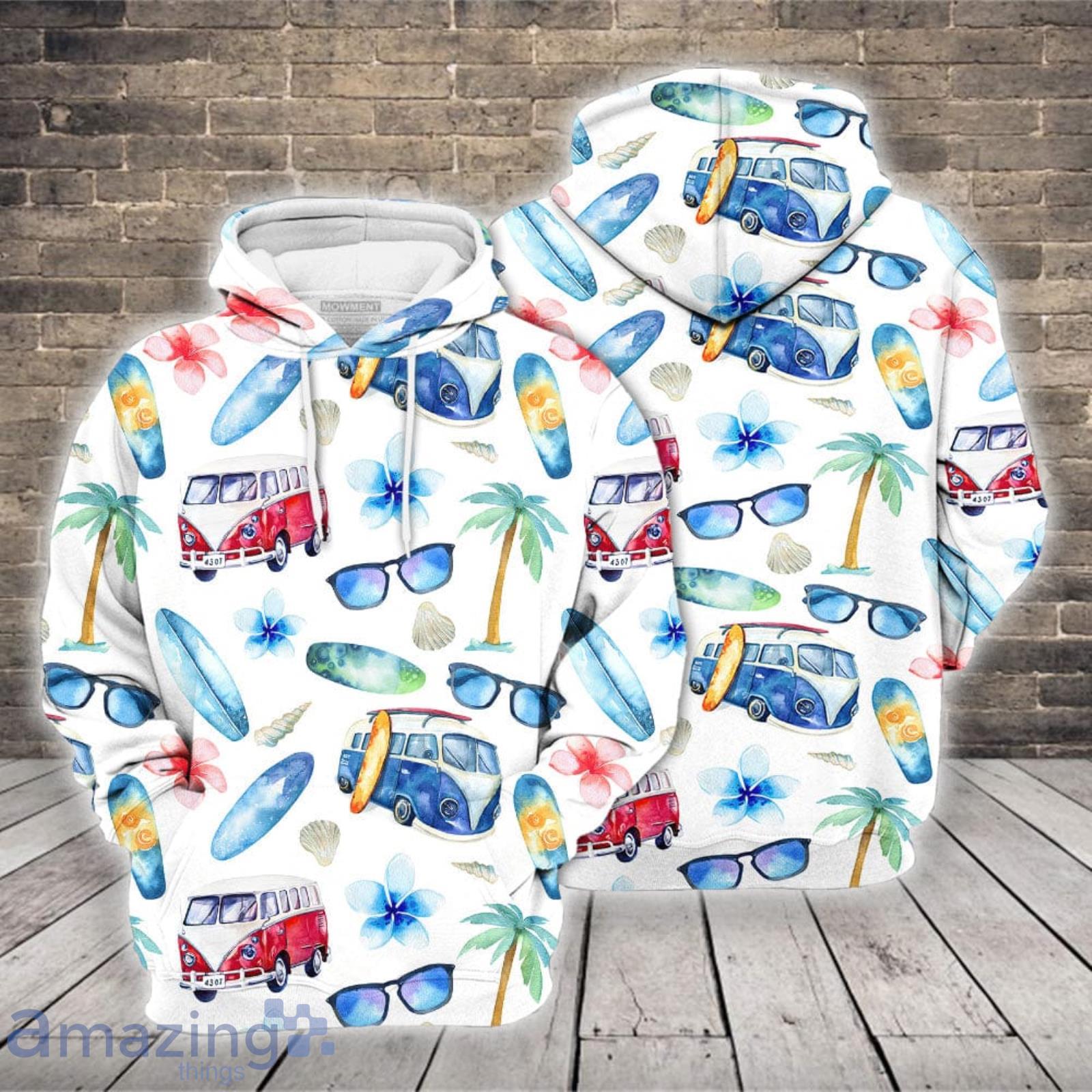 Beach Accessories Blue Pattern White 3D Hoodie Product Photo 1 Beach Accessories Blue Pattern White 3D Hoodie Product Photo 1