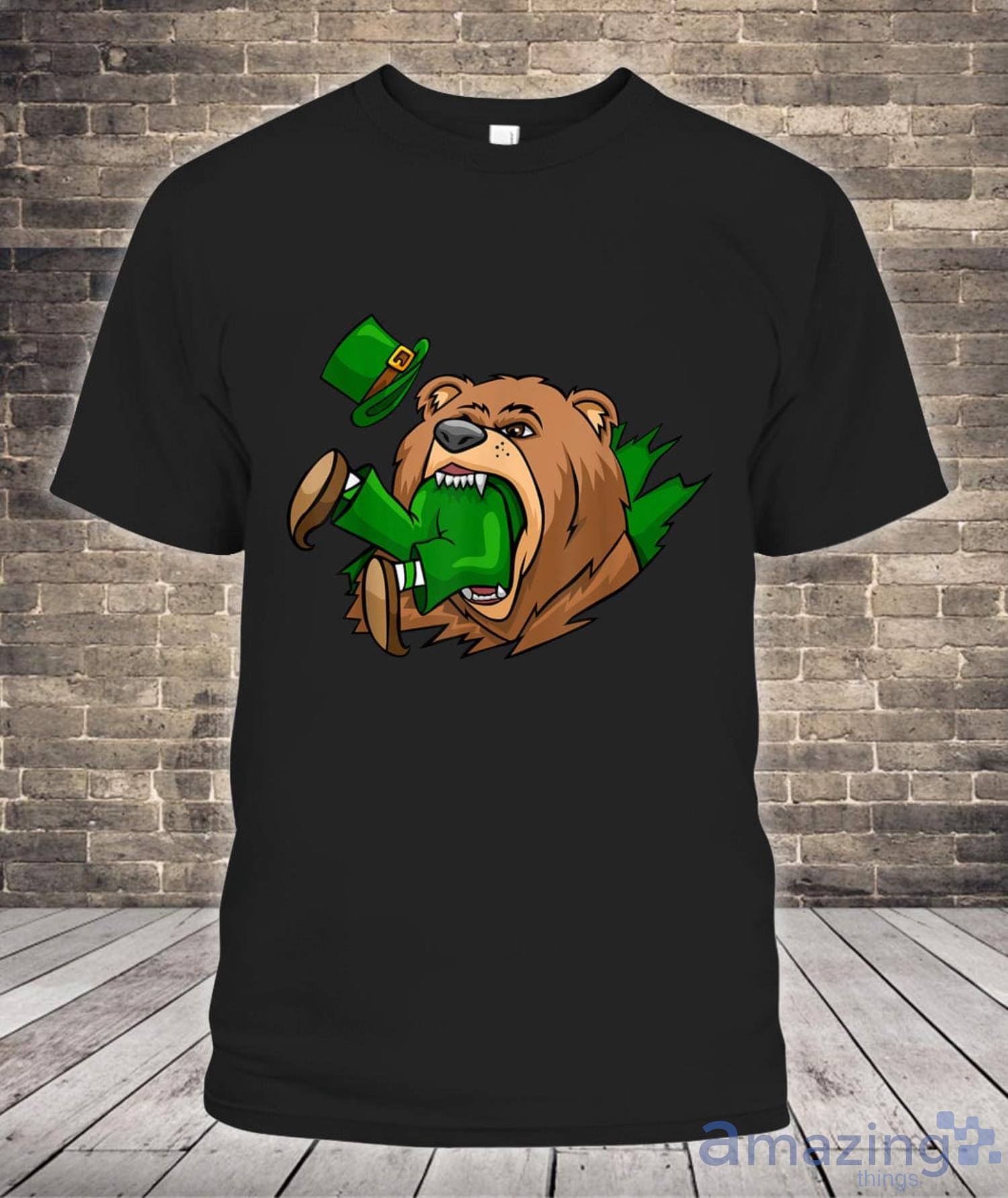 Bear Eating Leprechaun St Patricks Day Shirt Product Photo 1