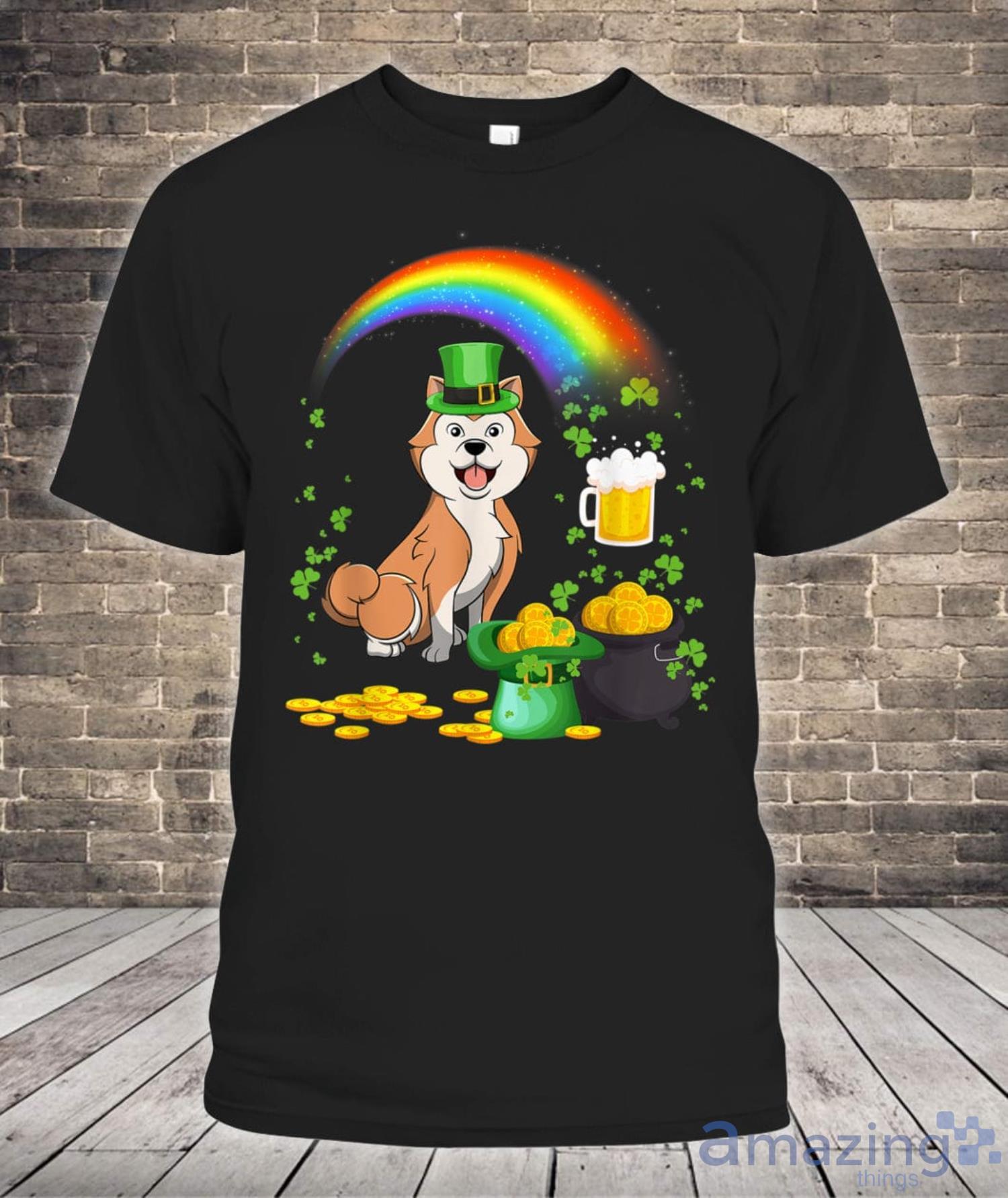 Beer Drinking Akita Inu Dog St Patricks Day Shirt Product Photo 1