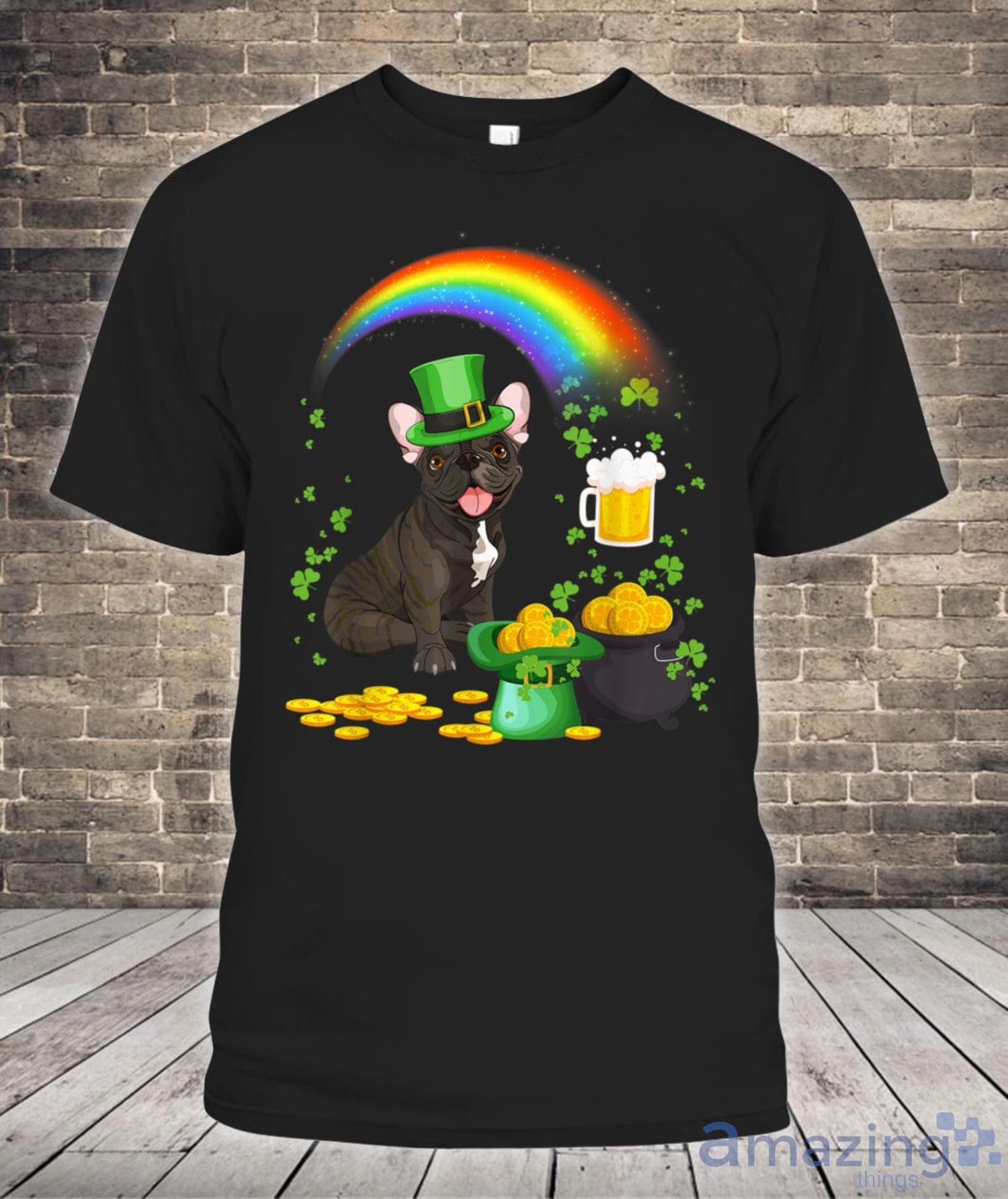 Beer Drinking Bulldog Dog Drink Beer Rainbow St Patricks Day Shirt Product Photo 1