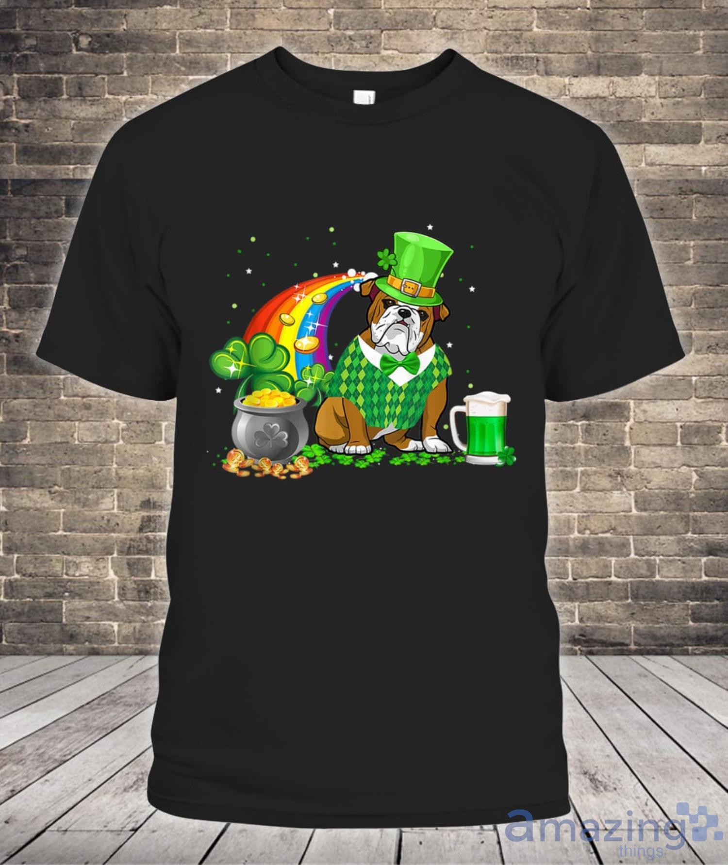 Beer Drinking Bulldog Dog St Patricks Day Shirt Product Photo 1
