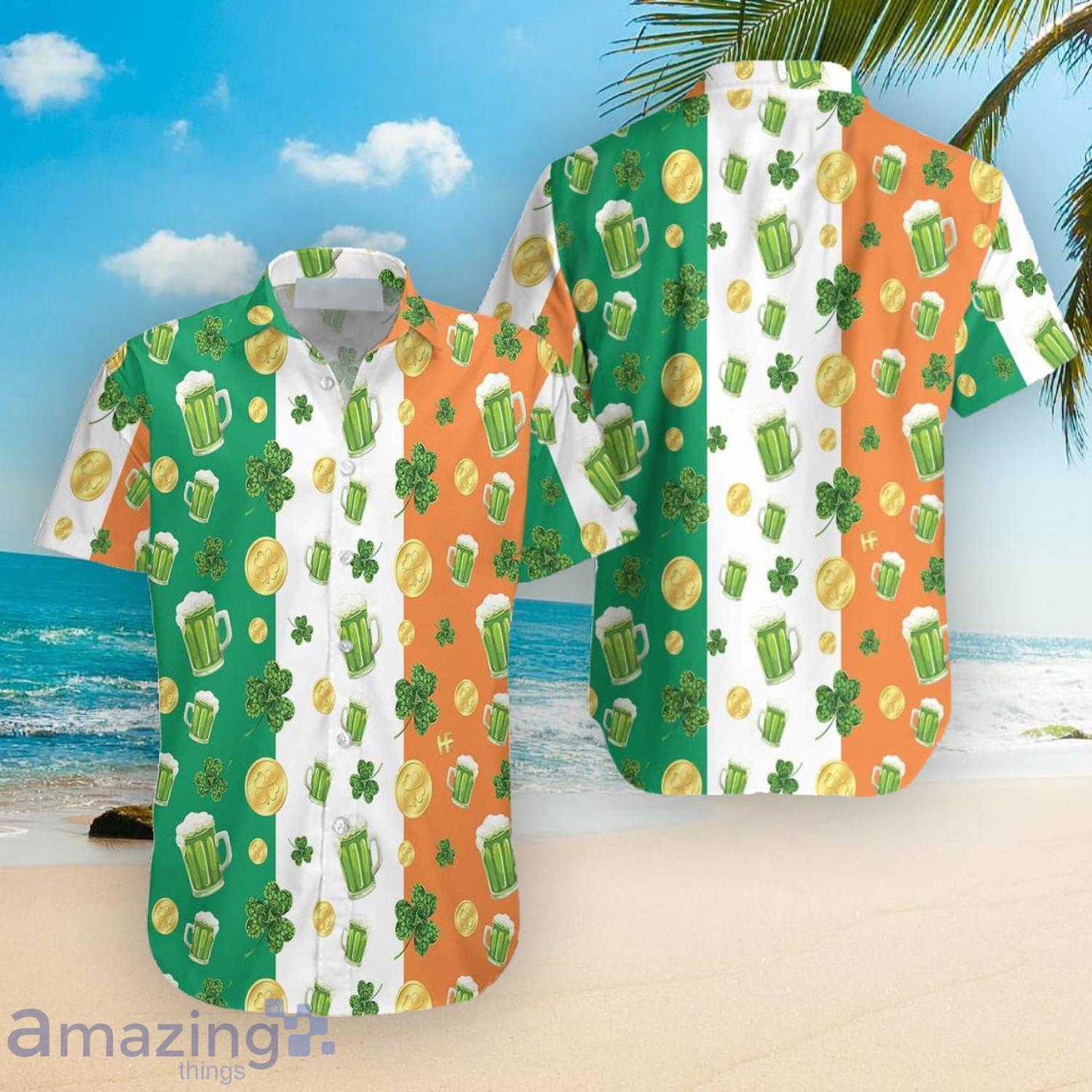 Beer Shamrock And Coin St Patrick's Day Cute Gift Hawaiian Shirt Product Photo 1