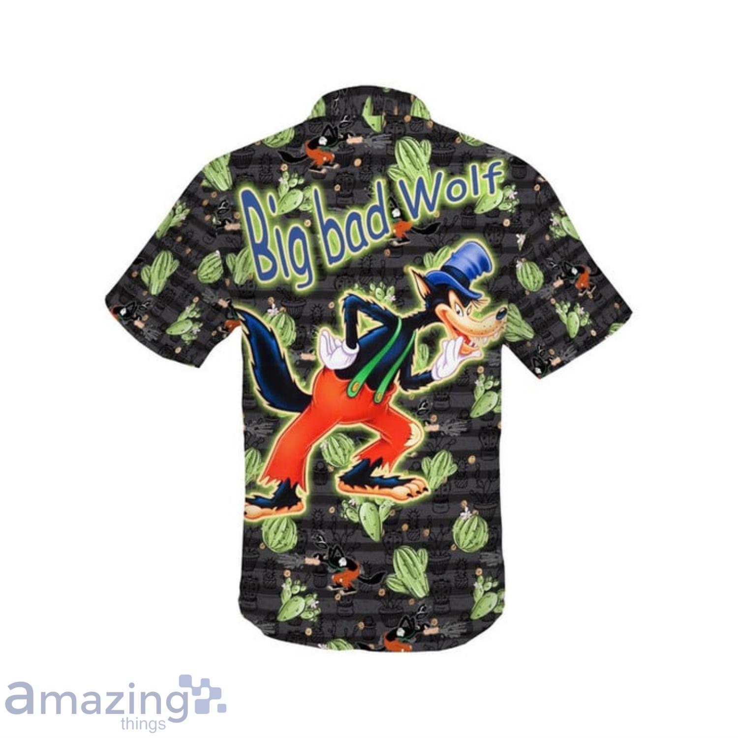 Big Bad Wolf Disney Cactus Pattern Hawaiian Shirt For Men And Women image Big Bad Wolf Disney Cactus Pattern Hawaiian Shirt For Men And Women Product Photo 3
