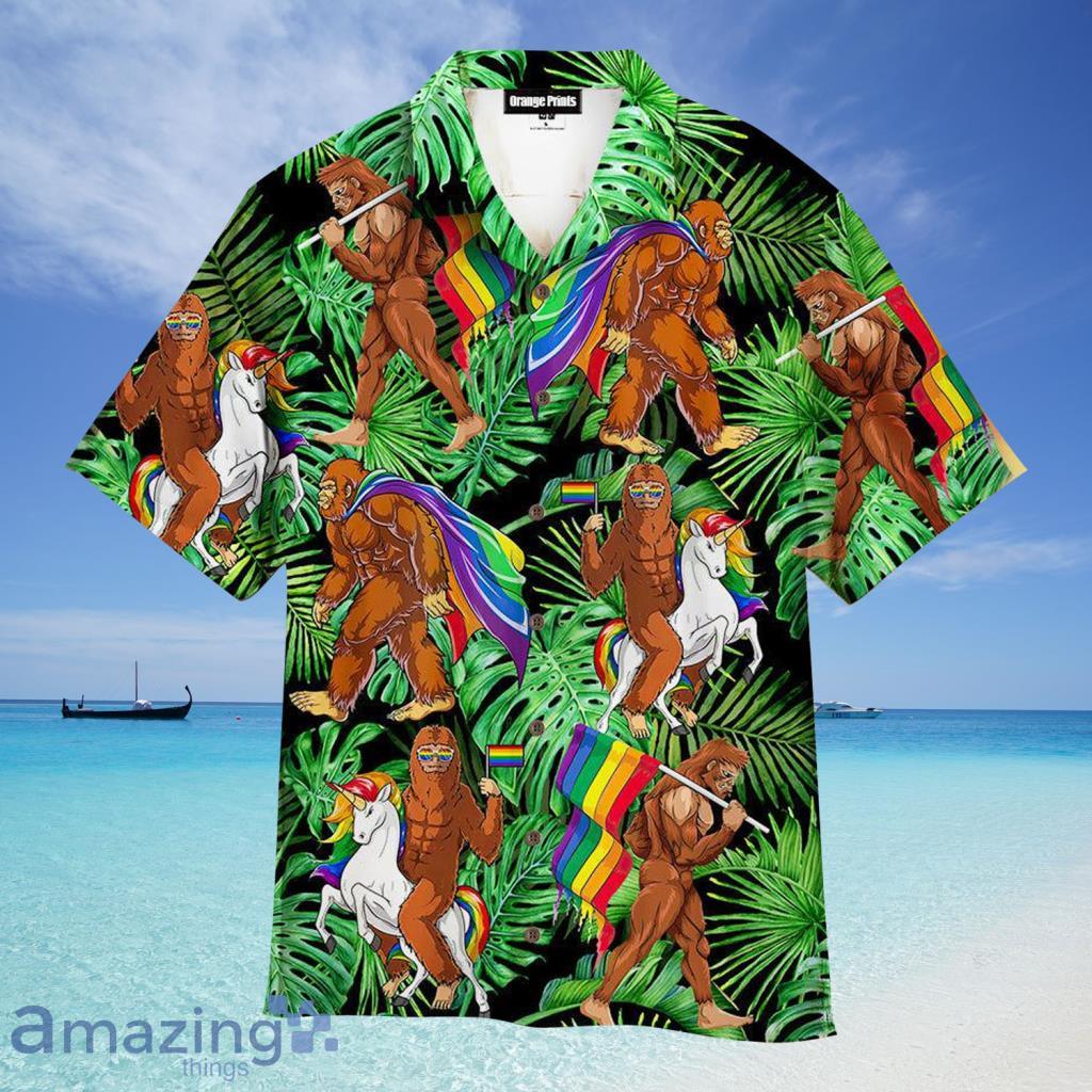 Bigfoot Gay Proud Of LGBT Rainbow Flag Hawaiian Shirt For Men And Women - Bigfoot Gay Proud Of LGBT Rainbow Flag Hawaiian Shirt For Men And Women