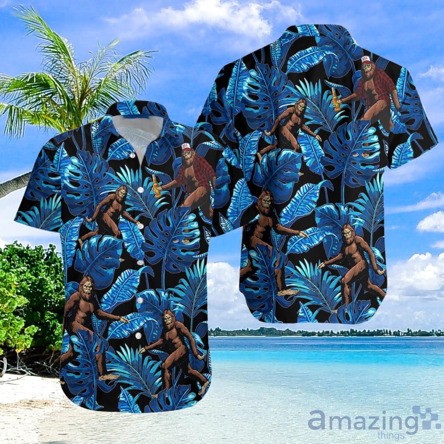 Bigfoot Leaf Pattern Aloha Gift For Summer Hawaiian Shirt Men And Women Product Photo 1