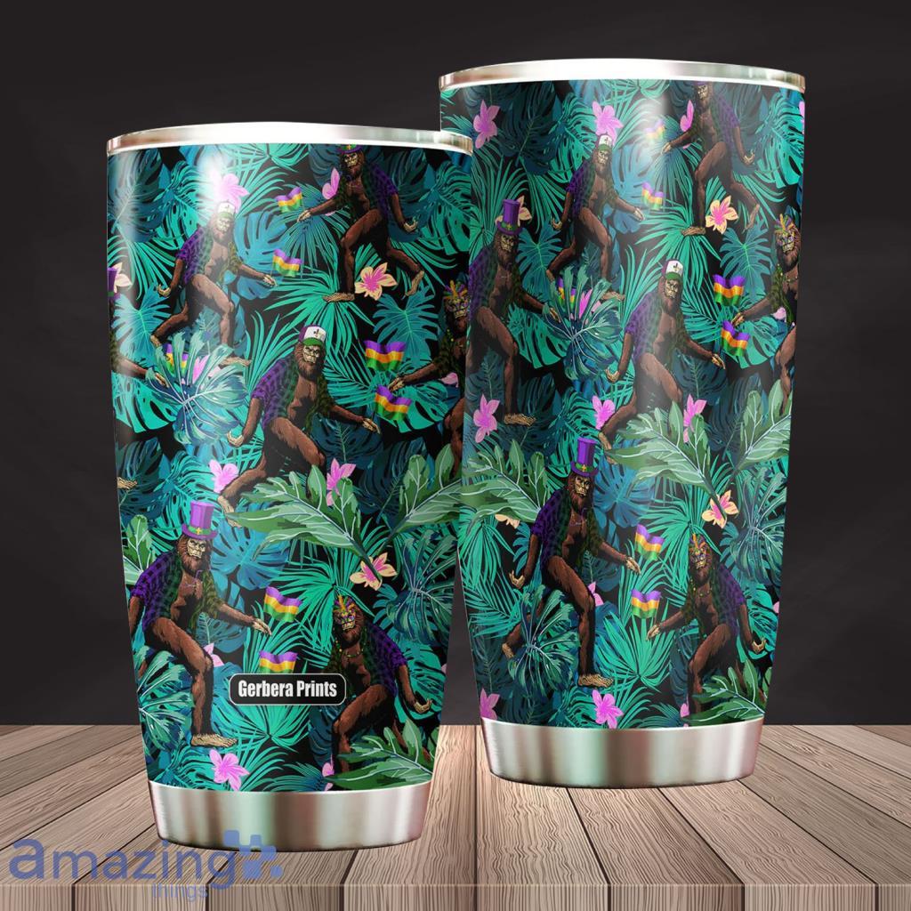 Bigfoot Mardi Gras Stainless Steel Tumbler - Bigfoot Mardi Gras Stainless Steel Tumbler