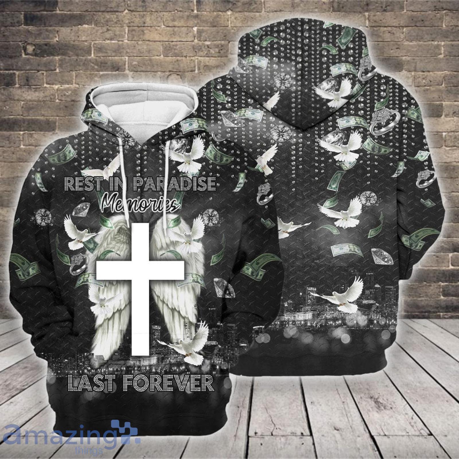 Bird Flying Over The Night City With White Cross 3D Hoodie Product Photo 1
