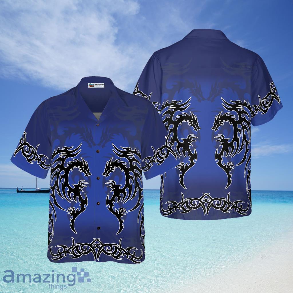 Blue Tribal Dragon Hawaiian Shirt For Men And Women - Blue Tribal Dragon Hawaiian Shirt For Men And Women