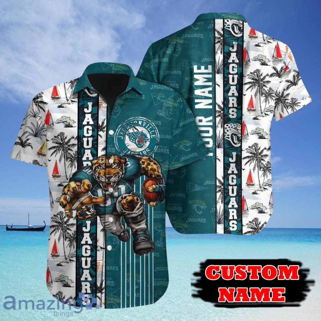 Boat Pattern Custome Jacksonville Jaguars NFL Tropical Hawaiian Shirt - Boat Pattern Custome Jacksonville Jaguars NFL Tropical Hawaiian Shirt