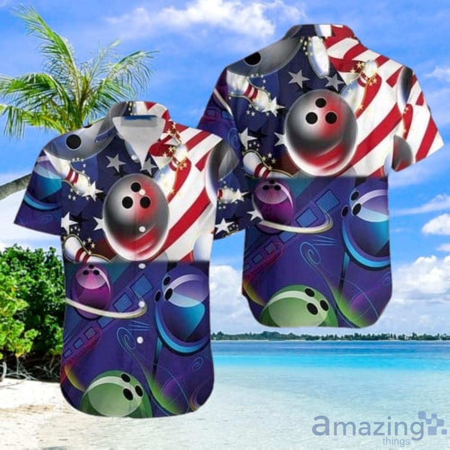 Bowling American Flag Aloha Gift For Summer Hawaiian Shirt Men And Women Product Photo 1