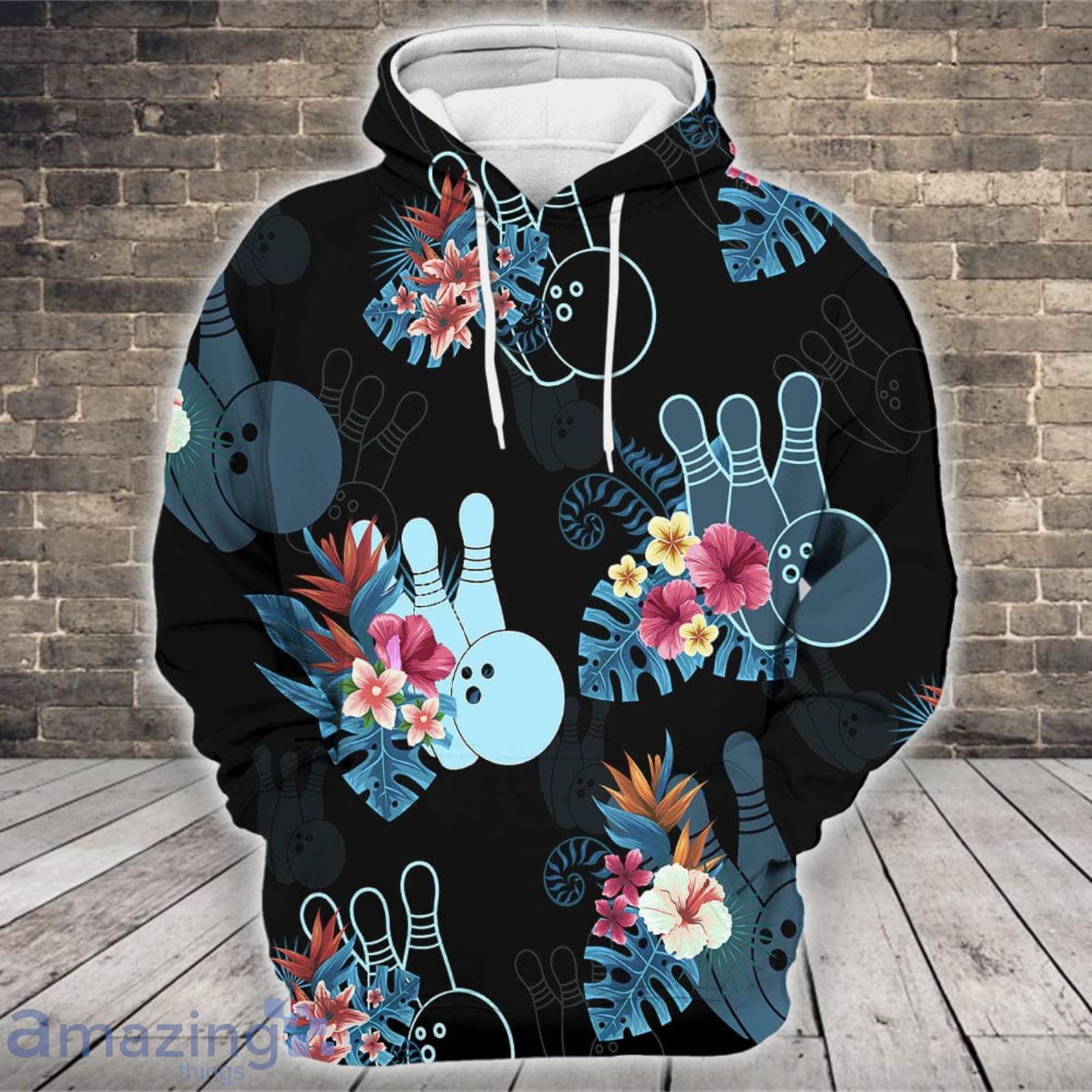 Bowling Tropical Pattern Matching 3D Hoodie image Bowling Tropical Pattern Matching 3D Hoodie Product Photo 3