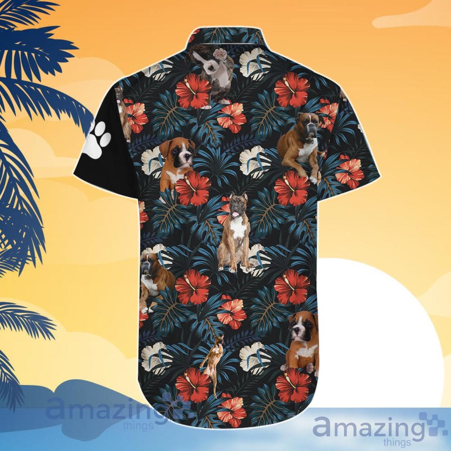 Boxer Dog Lover Custom Name Boxer American Flag Tropical Hawaiian Shirt And Shorts image Boxer Dog Lover Custom Name Boxer American Flag Tropical Hawaiian Shirt And Shorts Product Photo 2