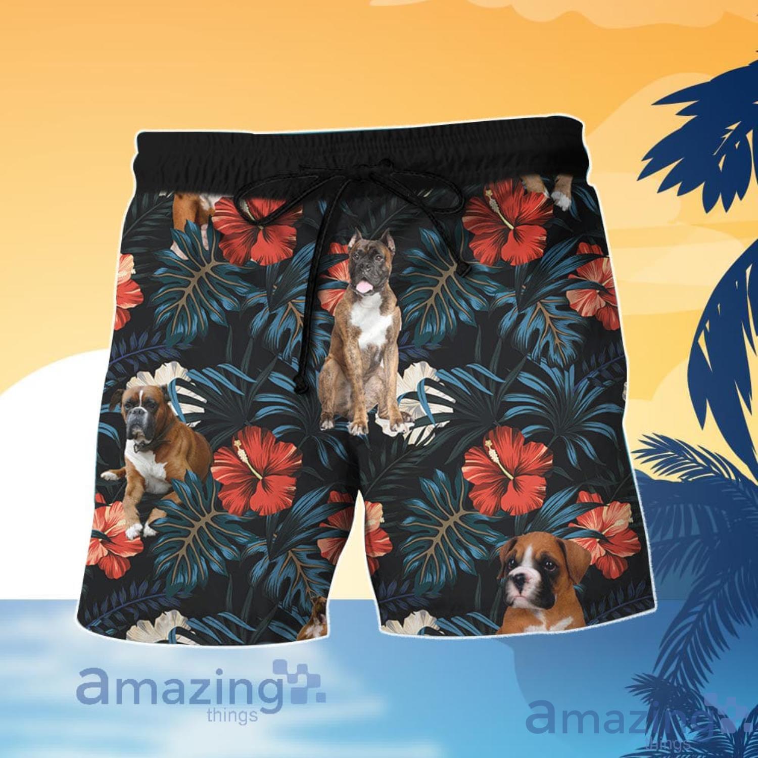 Boxer Dog Lover Custom Name Boxer American Flag Tropical Hawaiian Shirt And Shorts image Boxer Dog Lover Custom Name Boxer American Flag Tropical Hawaiian Shirt And Shorts Product Photo 4