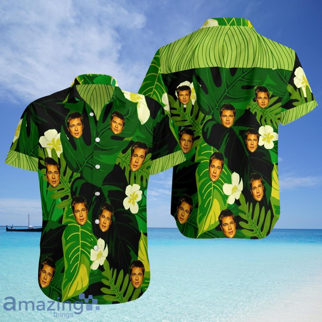 Brad Pitt  Custom Face Tropical Hawaiian Shirt - Brad Pitt  Custom Face Tropical Hawaiian Shirt