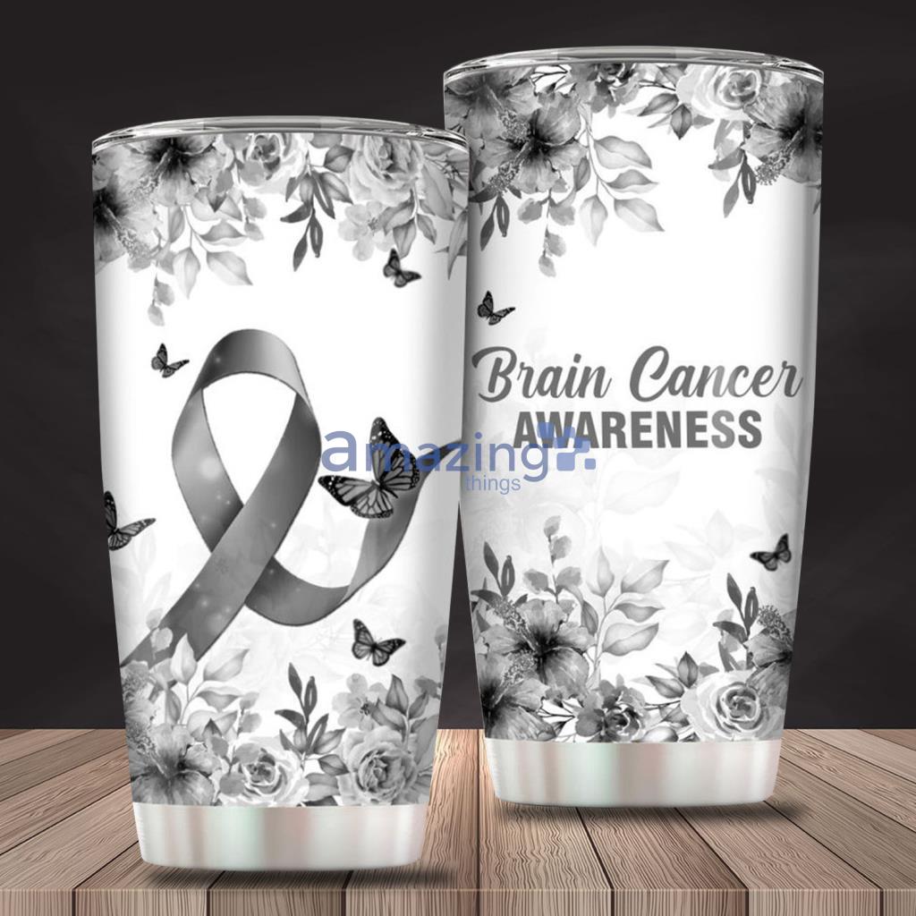 Brain Cancer Awareness Tumbler Ribbon Flower Stainless Steel - Brain Cancer Awareness Tumbler Ribbon Flower Stainless Steel