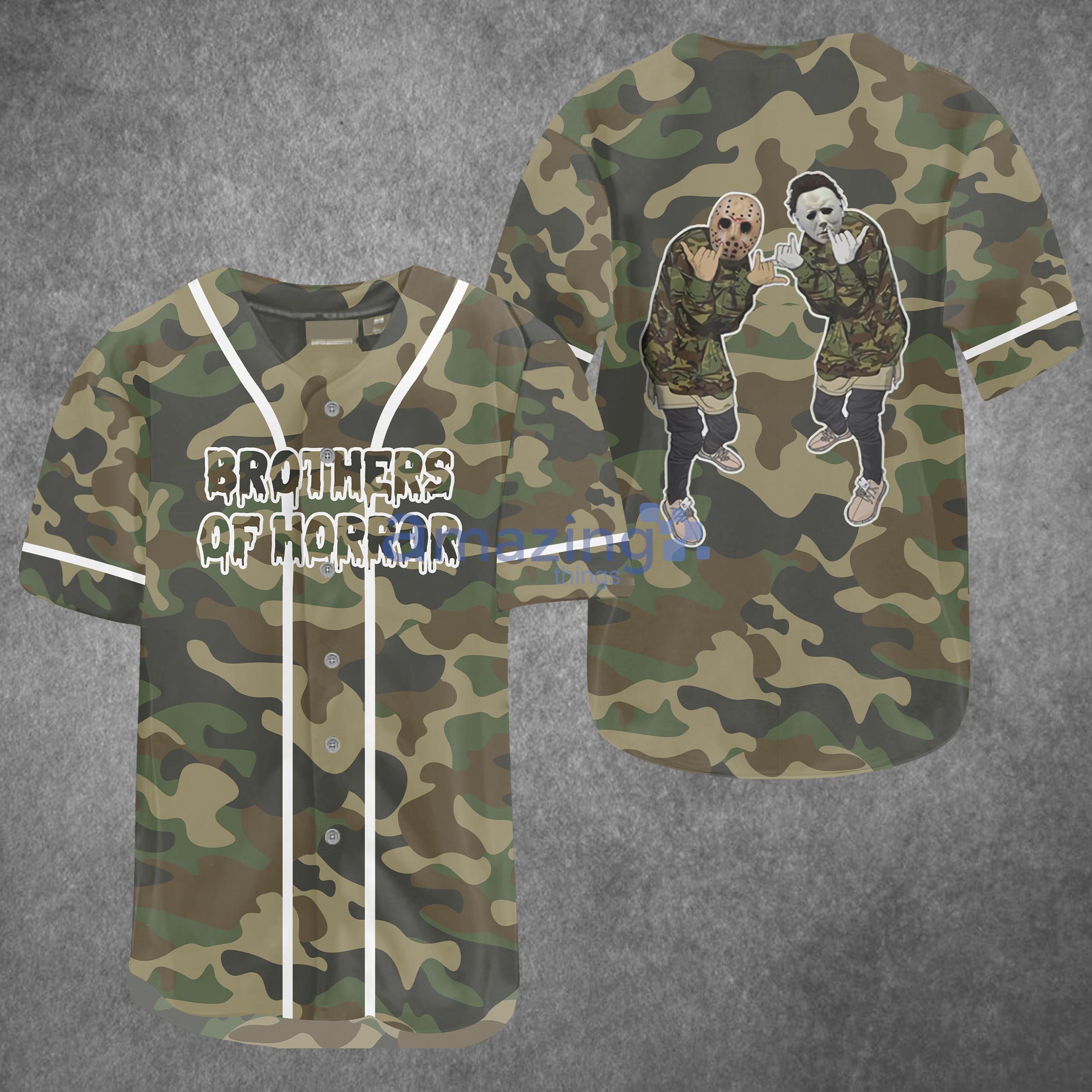 Brothers Of Horror Camo Baseball Jersey Shirt Product Photo 1