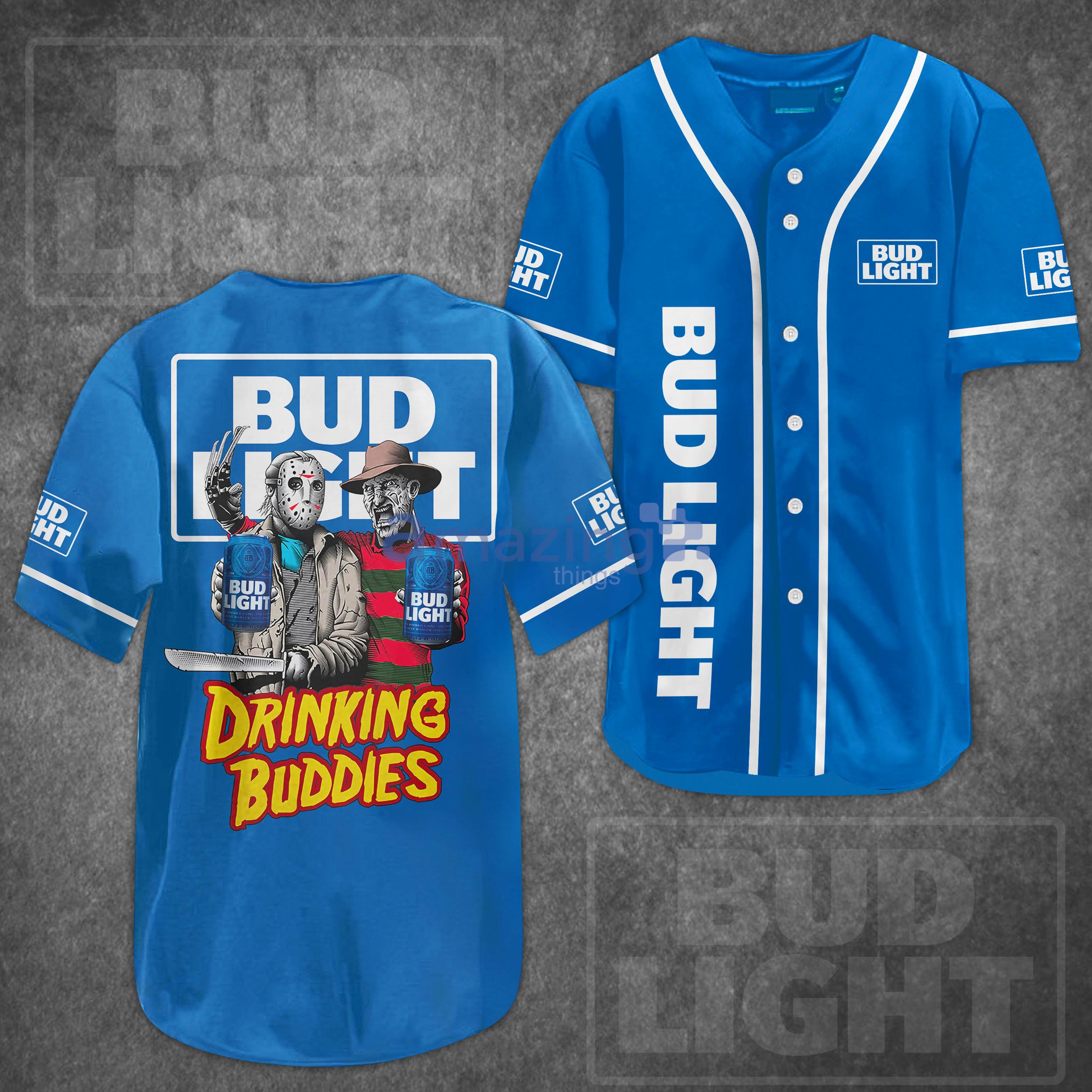 Bud Light Blue Baseball Jersey Shirt