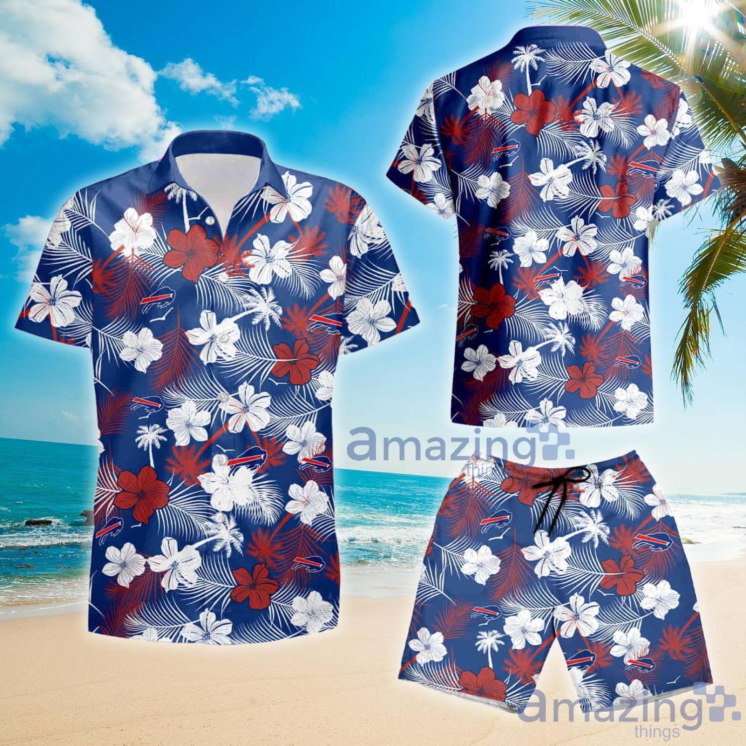 Buffalo Bills Football Floral Aloha Hawaiian Shirt Summer Vacation