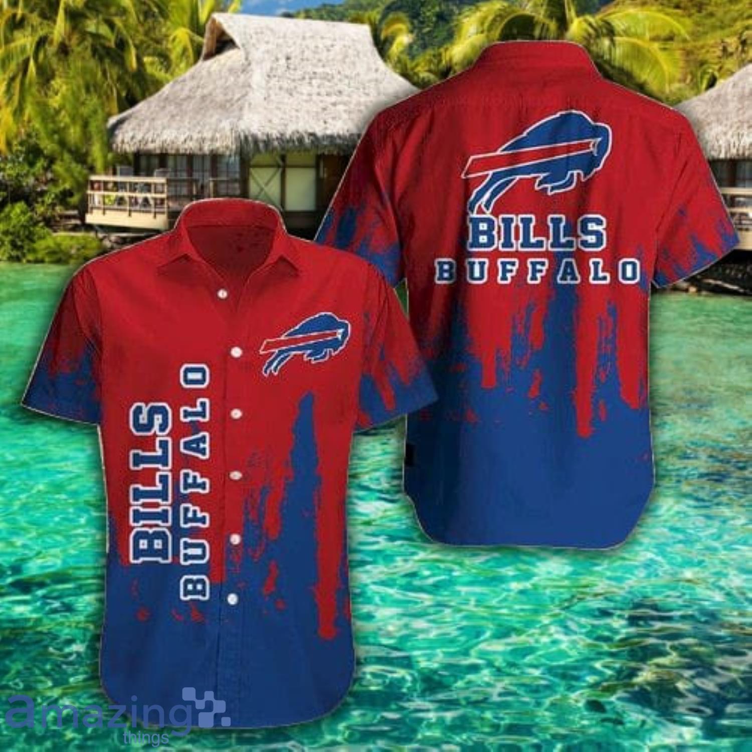 Buffalo Bills Grunge Texture Short Sleeve Hawaiian Shirt Product Photo 1