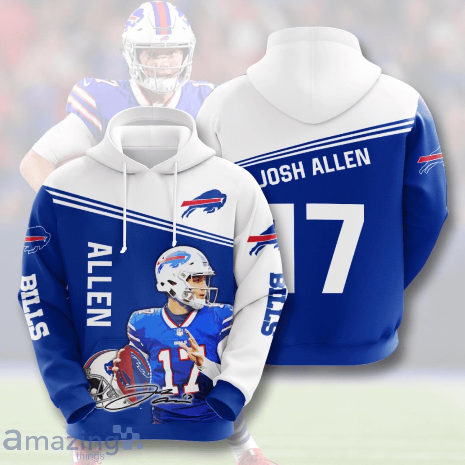 Buffalo Bills Josh Allen Custom Name And Number 3D Hoodie