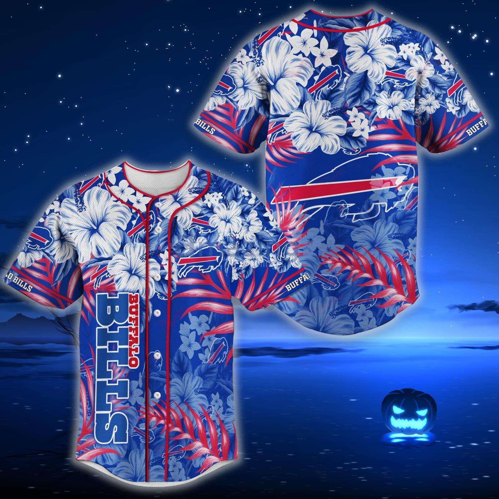 Buffalo Bills NFL Baseball Tropical Flower Baseball Jersey Shirt