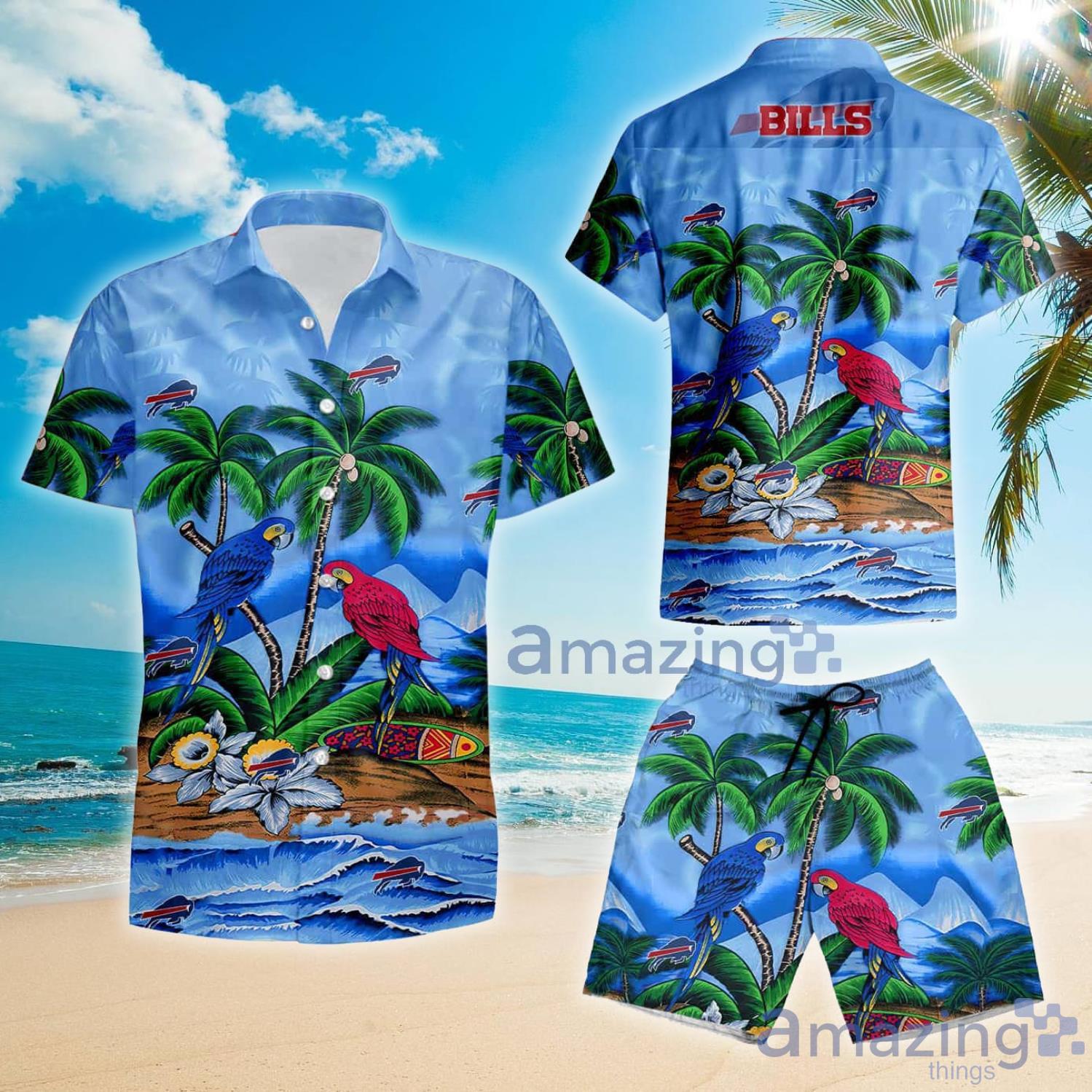 Buffalo Bills Parrots Couple Summer Gift Hawaiian Shirt And Shorts image Buffalo Bills Parrots Couple Summer Gift Hawaiian Shirt And Shorts Product Photo 2