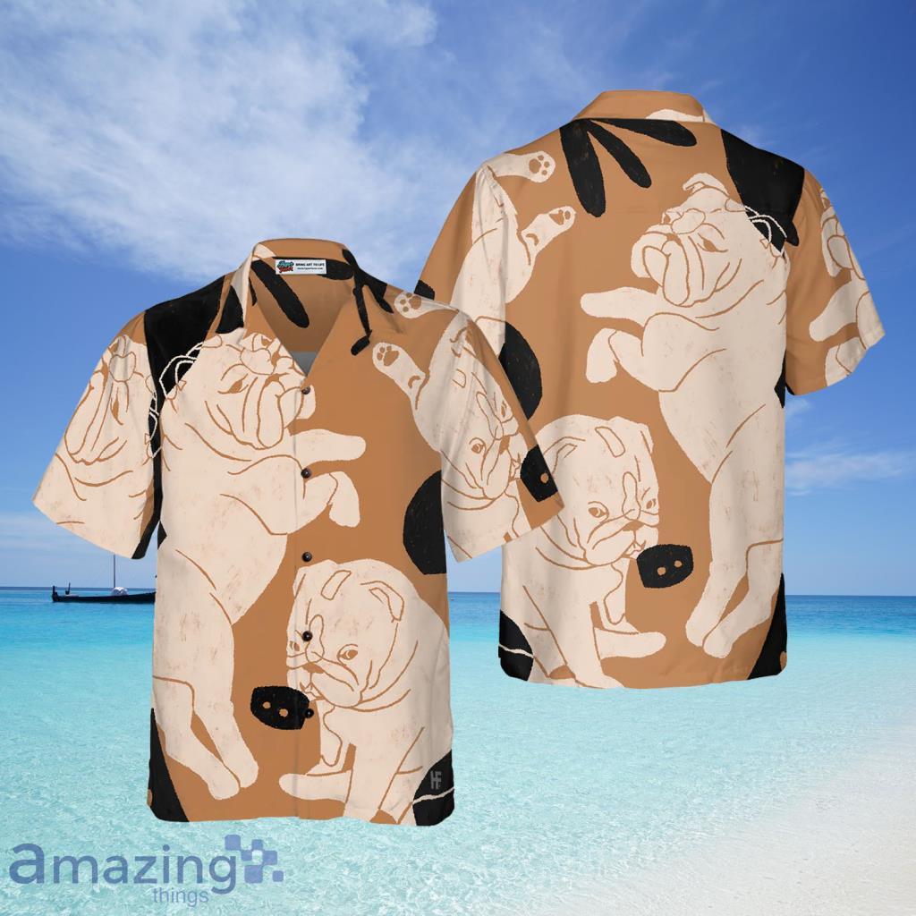 Bulldog Illustration Hawaiian Shirt For Men And Women - Bulldog Illustration Hawaiian Shirt For Men And Women