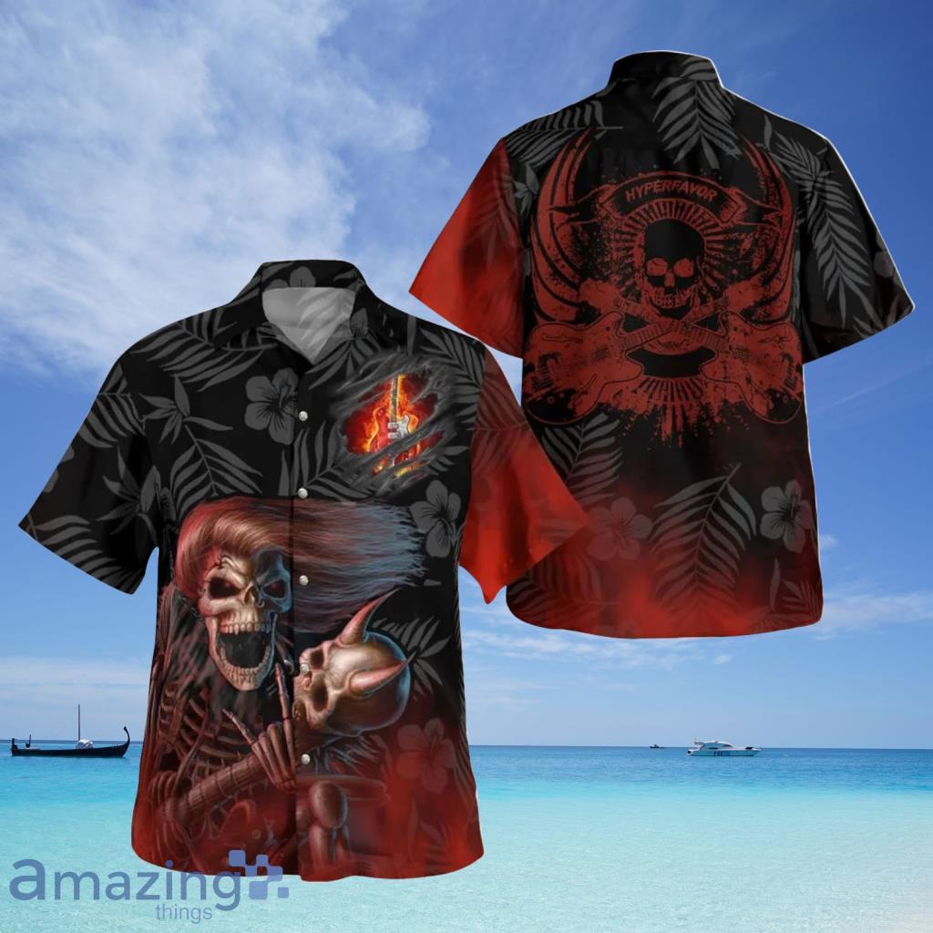 Burning Electric Guitar Hawaiian Shirt For Men And Women - Burning Electric Guitar Hawaiian Shirt For Men And Women