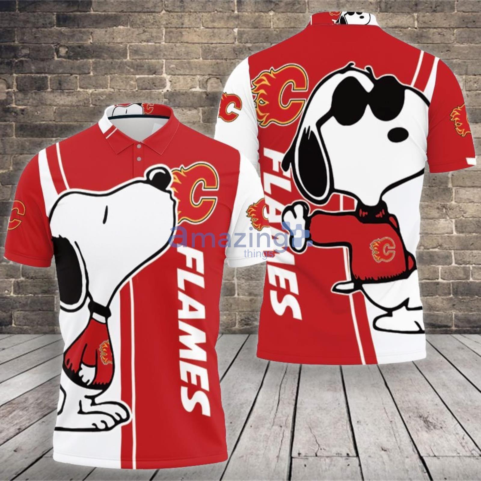 Calgary Flames Snoopy Lover Polo Shirt For Sport Fans Product Photo 1
