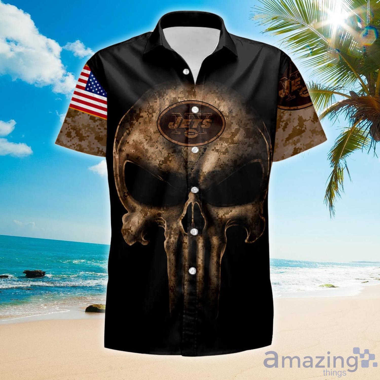 Camouflage Skull New York Jets American Flag Summer Gift Hawaiian Shirt And Shorts Product Photo 1